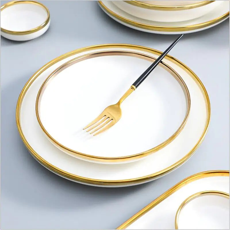 Elegant Gilt Rim Ceramic Dinnerware Set