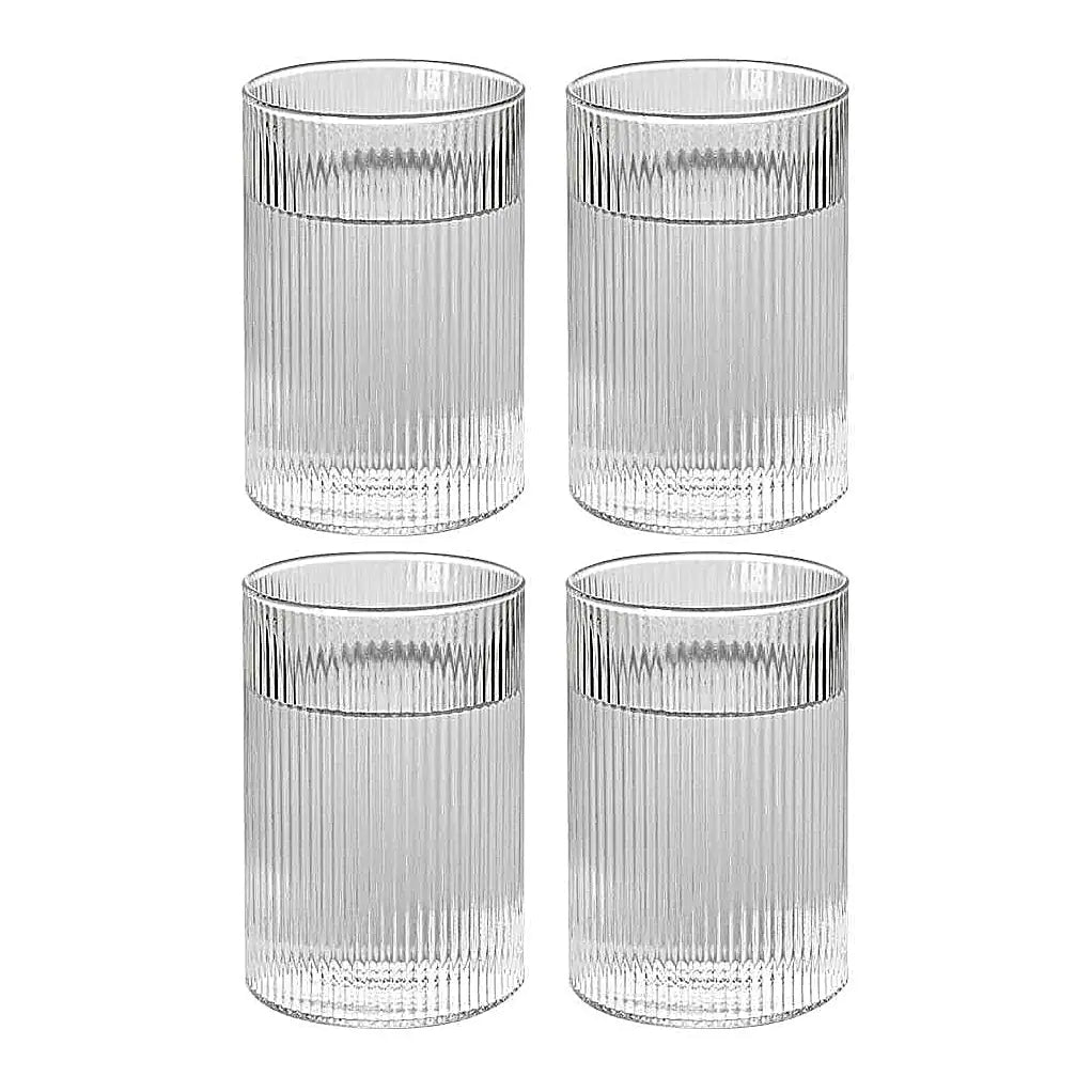 Retro Ripple Tall Glass Tumblers, Set of 4
