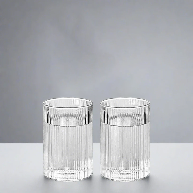 Retro Ripple Tall Glass Tumblers, Set of 4