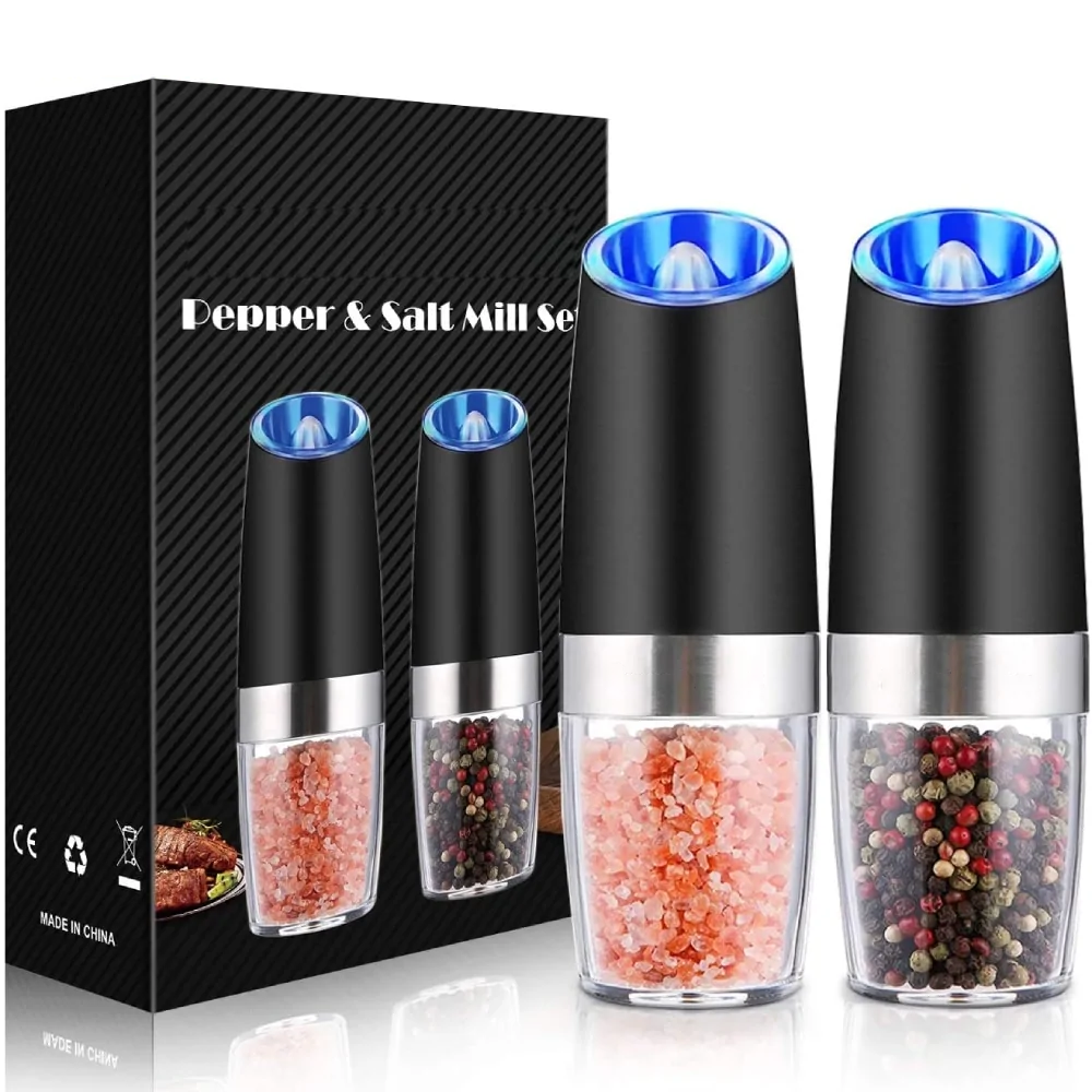 Gravity-Activated Salt & Pepper Grinder Set