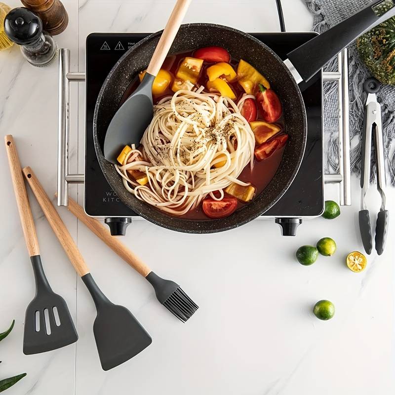Gourmet 12-Piece Silicone & Wood Utensil Set