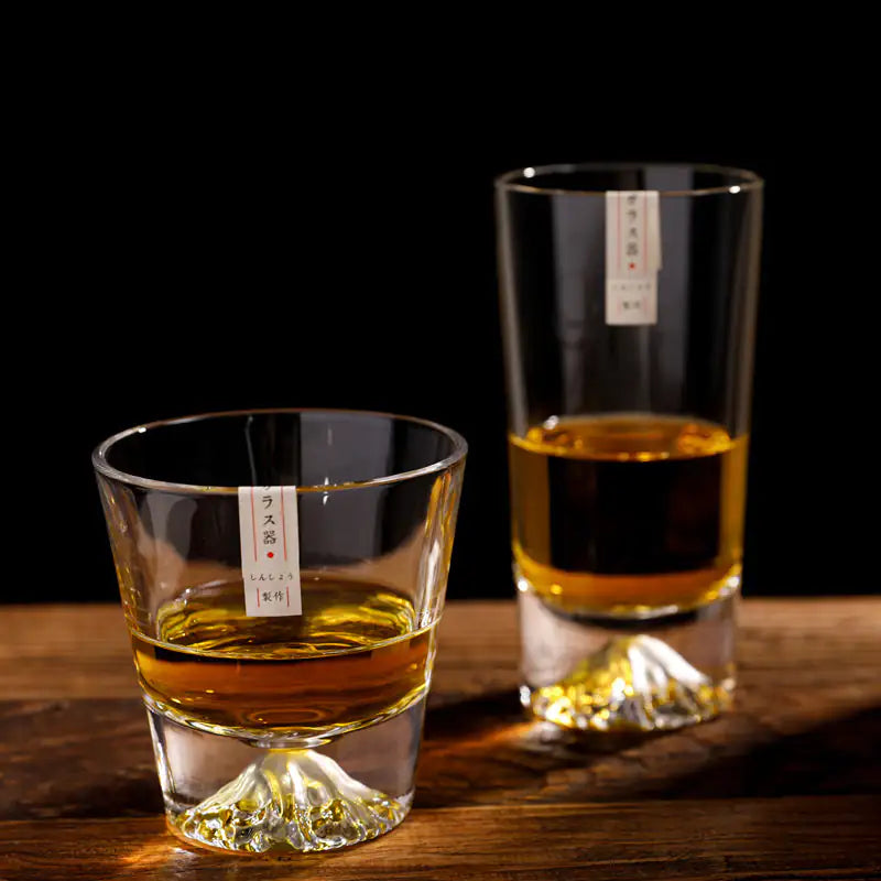 Authentic Japanese Mount Fuji Inspired Crystal Glasses, Set of 6