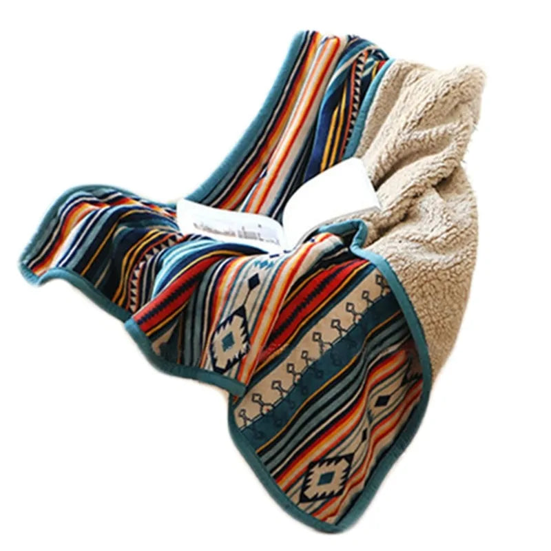 Colorful Bohemian Sherpa Blanket