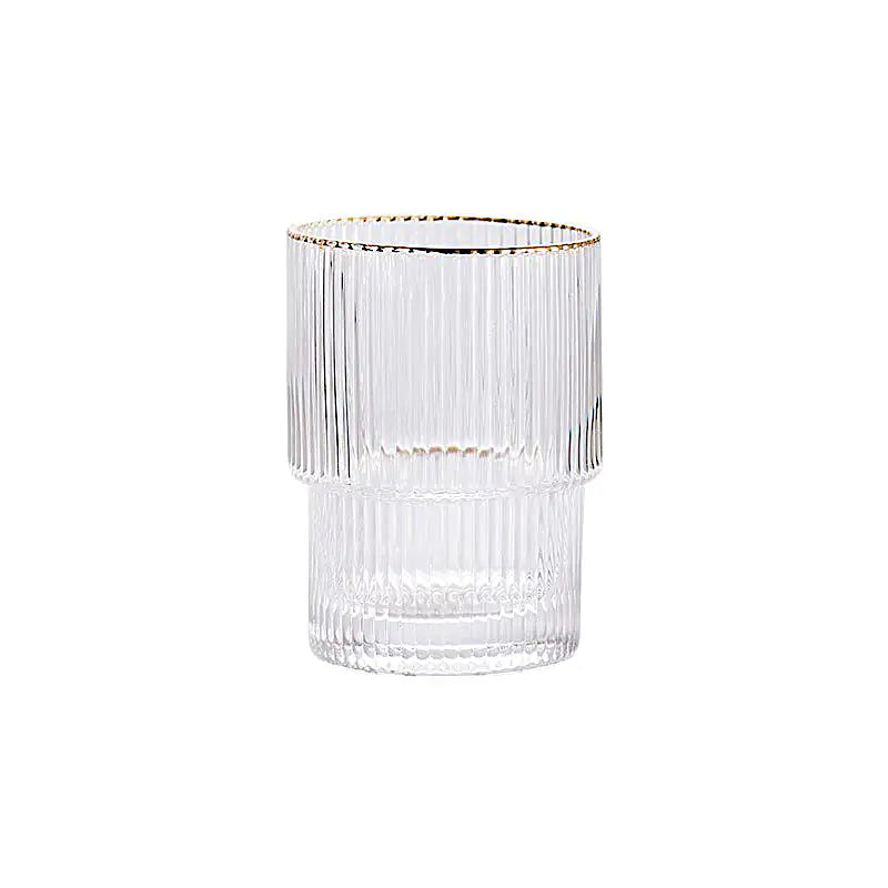 Stackable Gold Rim Retro Ripple Glass Tumblers, Set of 4