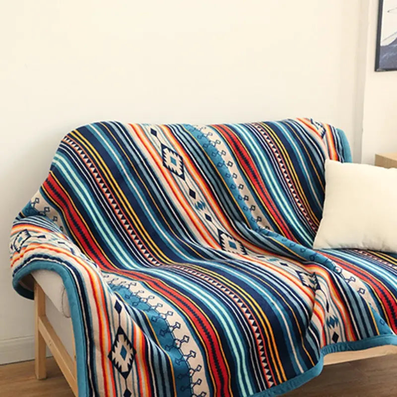 Colorful Bohemian Sherpa Blanket
