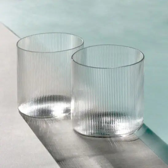Retro Ripple Glass Tumblers, Set of 4
