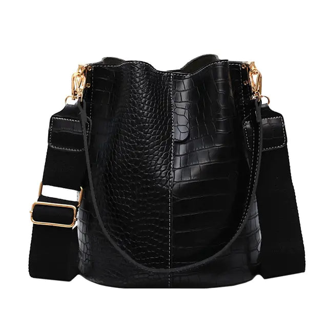 Faux Leather Shoulder Bucket Bag