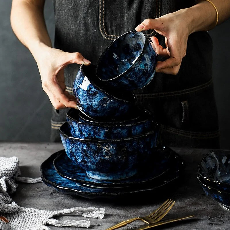 Vintage Azure Ceramic Dinnerware