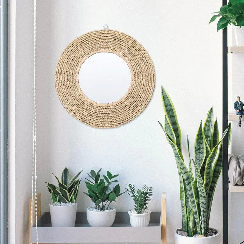 Natural Rattan Circular Mirror
