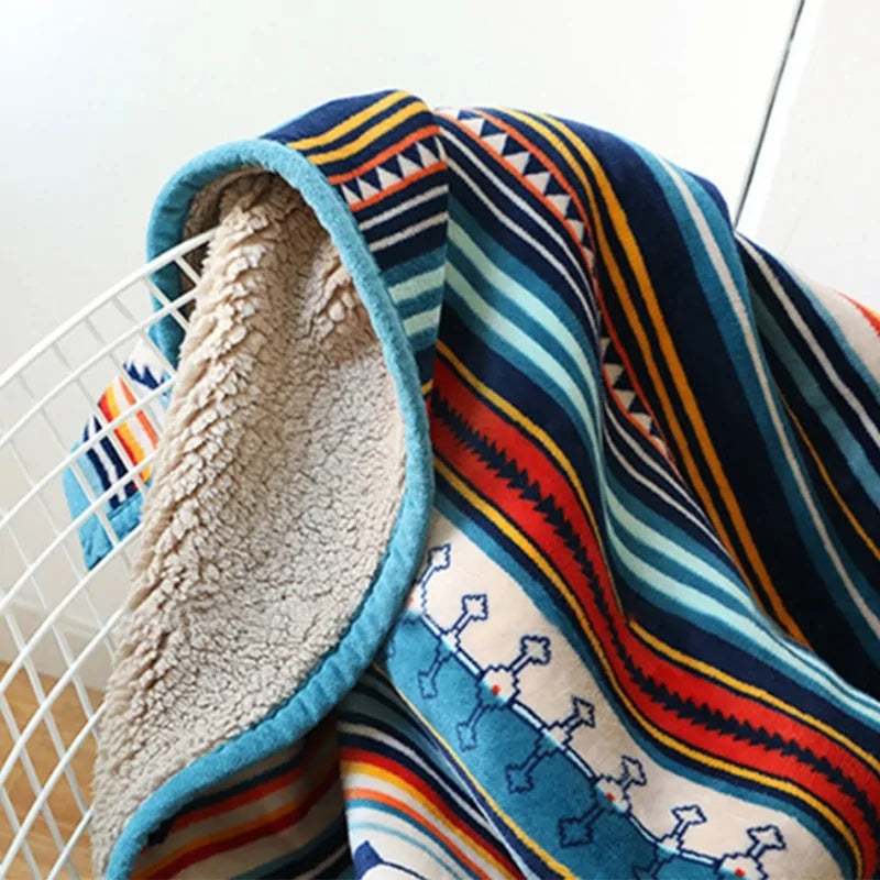 Colorful Bohemian Sherpa Blanket