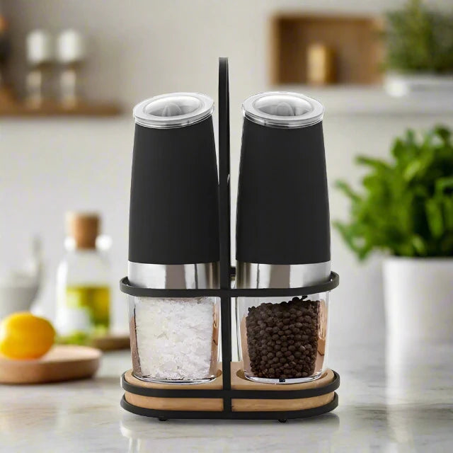 Gravity-Activated Salt & Pepper Grinder Set