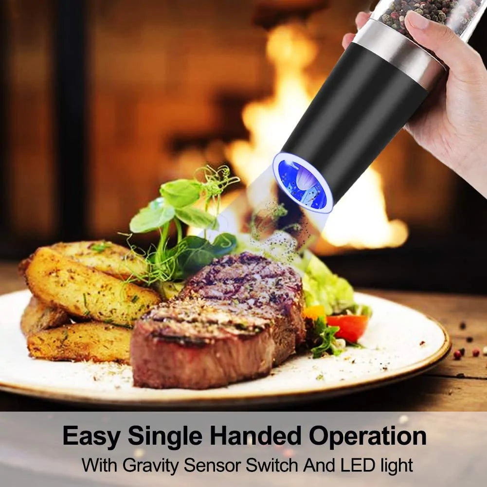 Gravity-Activated Salt & Pepper Grinder Set