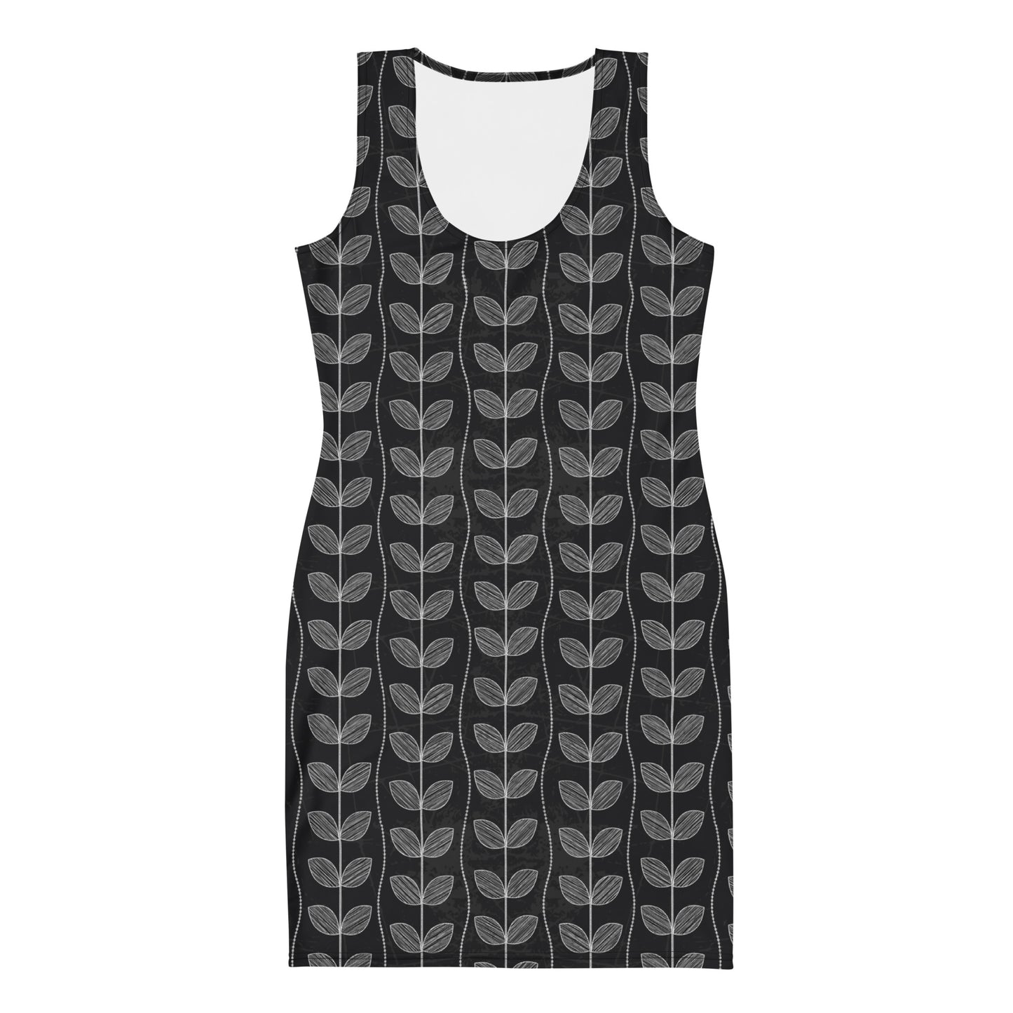 Bodycon Dress - Hand-drawn Chalk Leaf
