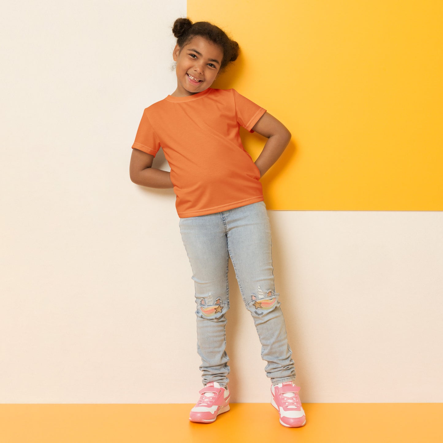 Kids crew neck t-shirt - Coral Orange