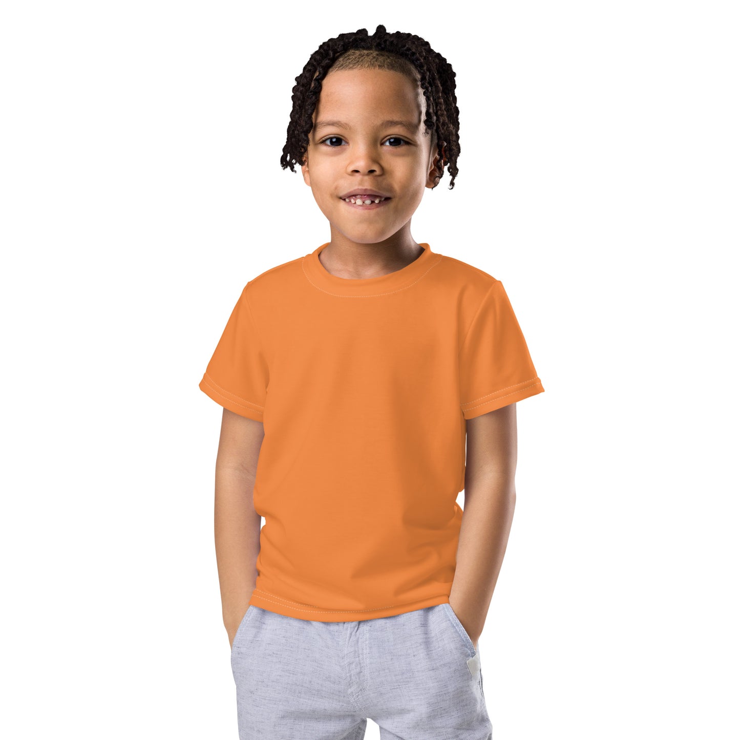 Kids crew neck t-shirt - Coral Orange