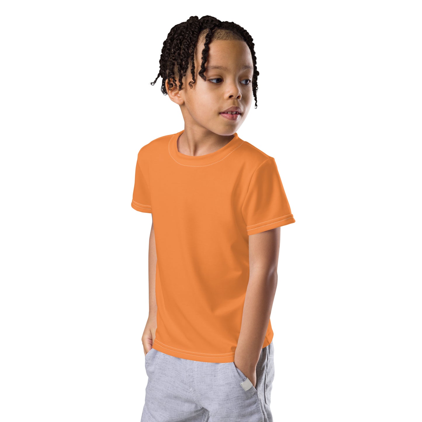 Kids crew neck t-shirt - Coral Orange