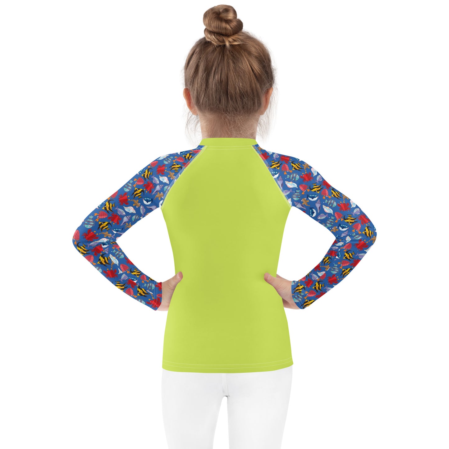 Kids Rash Guard - Wave Warrior, Lime Green
