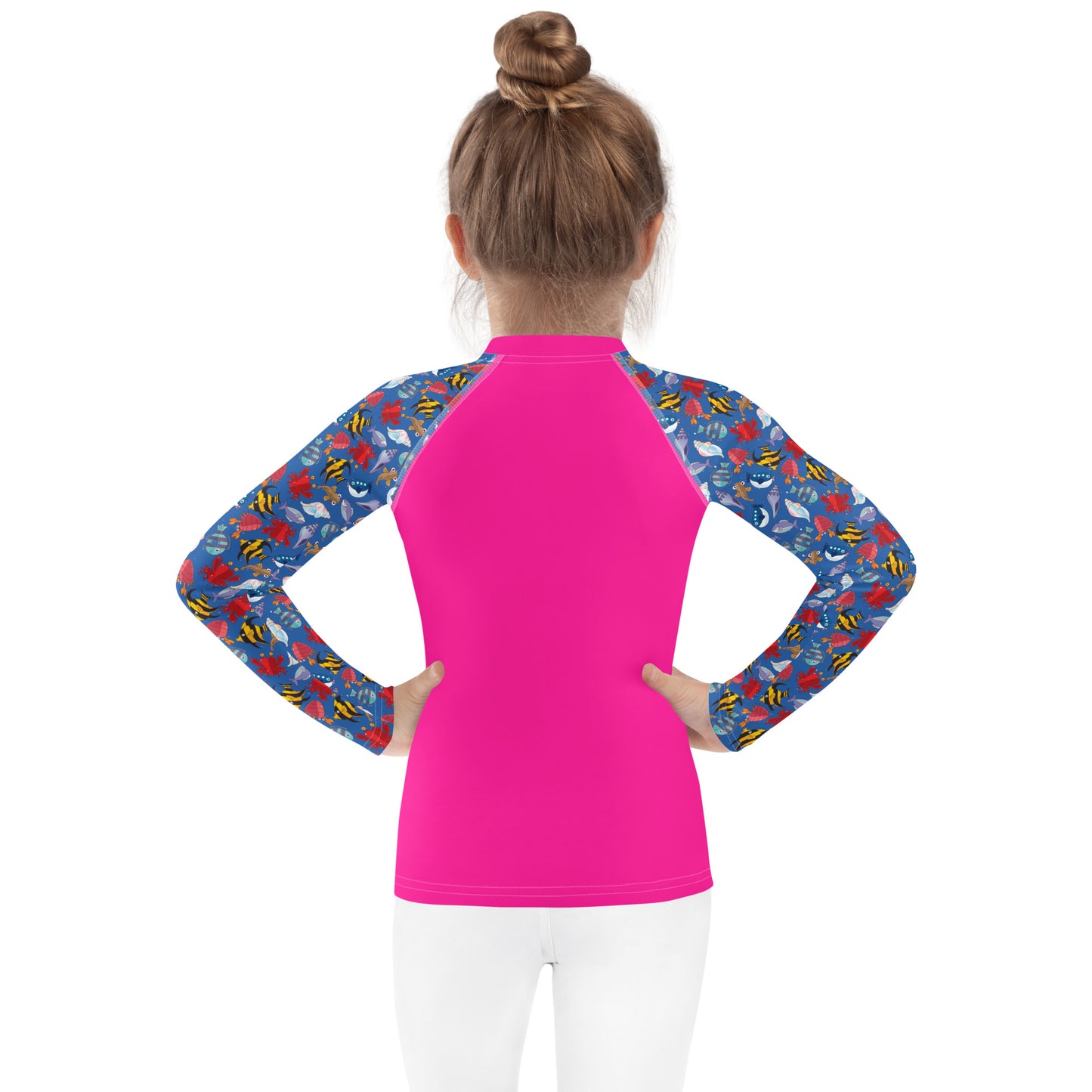 Kids Rash Guard - Wave Warrior, Deep Pink