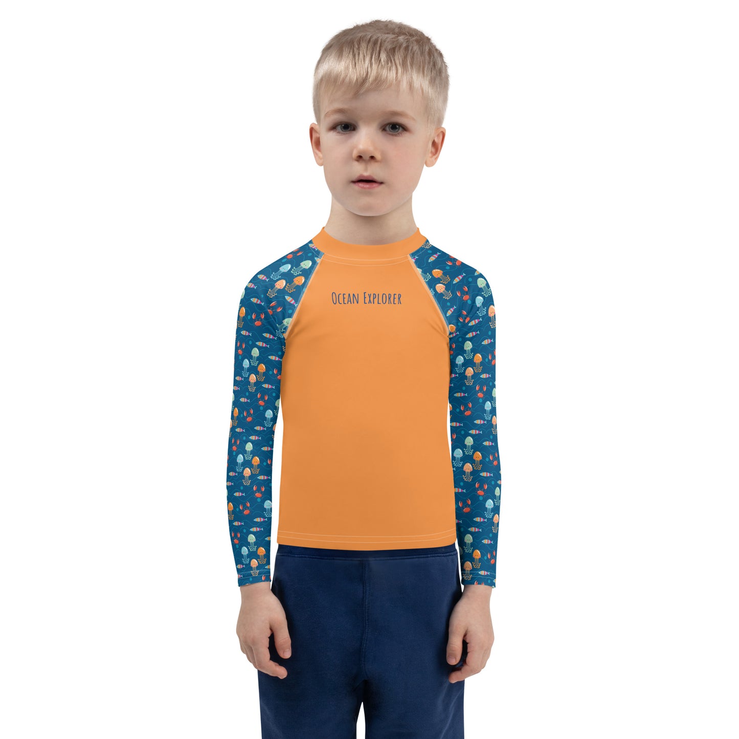 Kids Rash Guard - Ocean Explorer, Orange