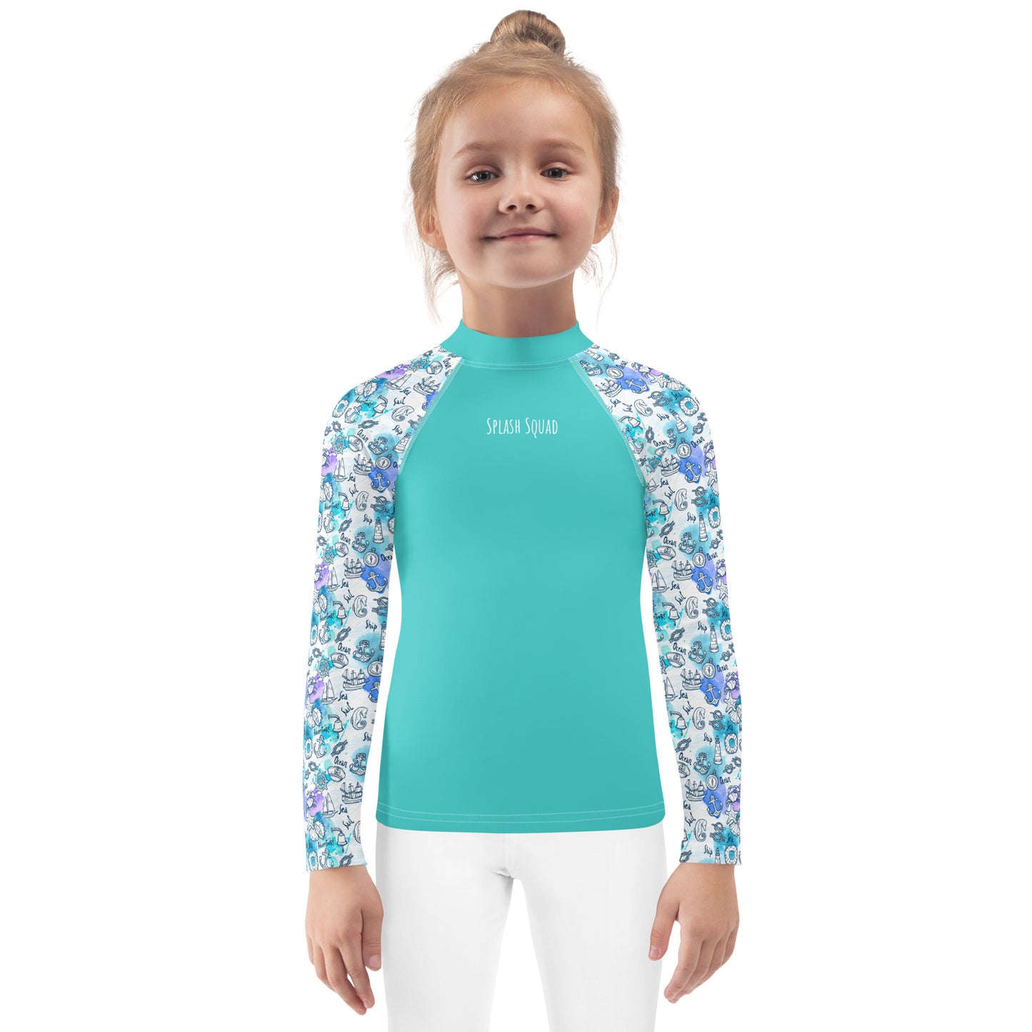 Kids Rash Guard - Splash Squad, Seafoam Green