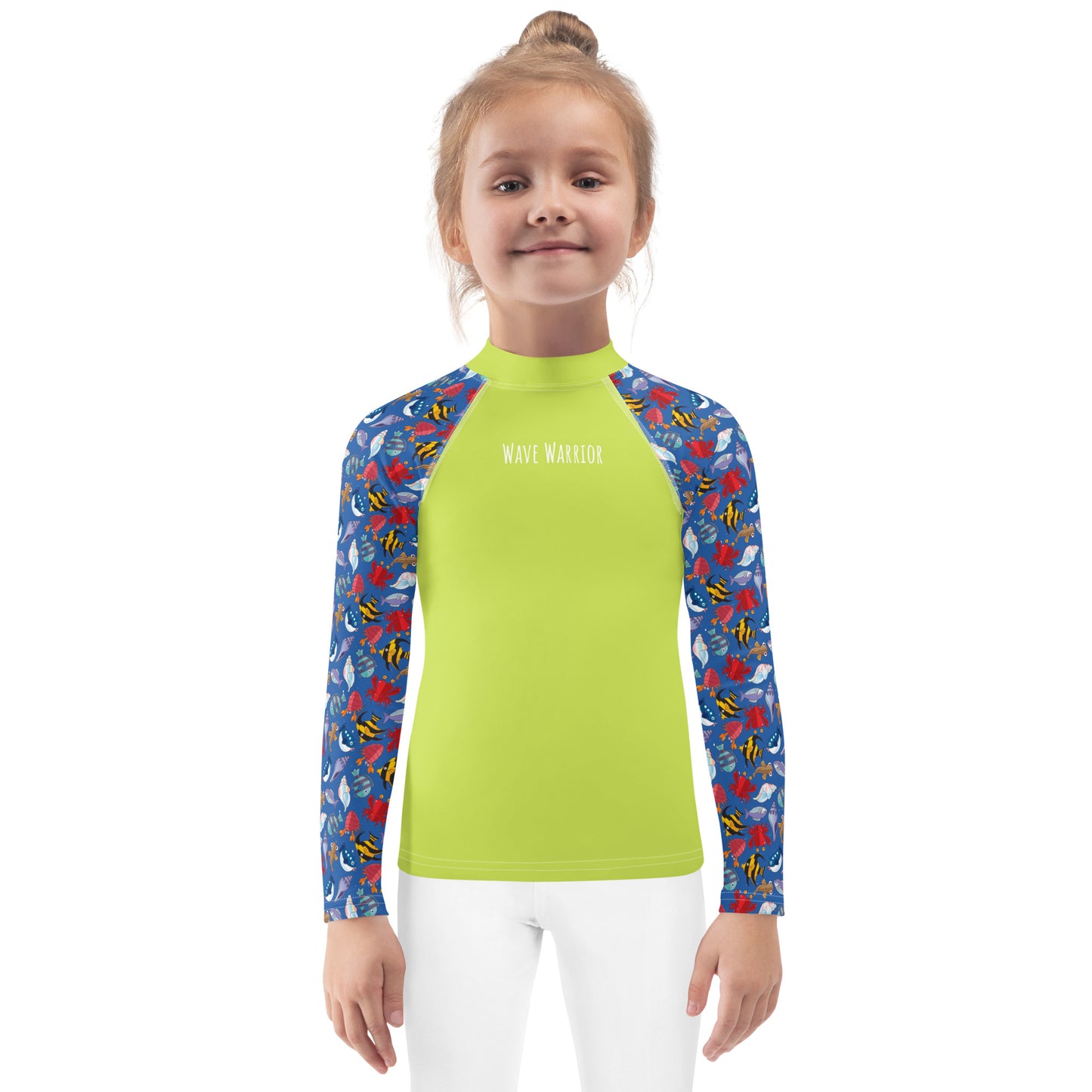 Kids Rash Guard - Wave Warrior, Lime Green