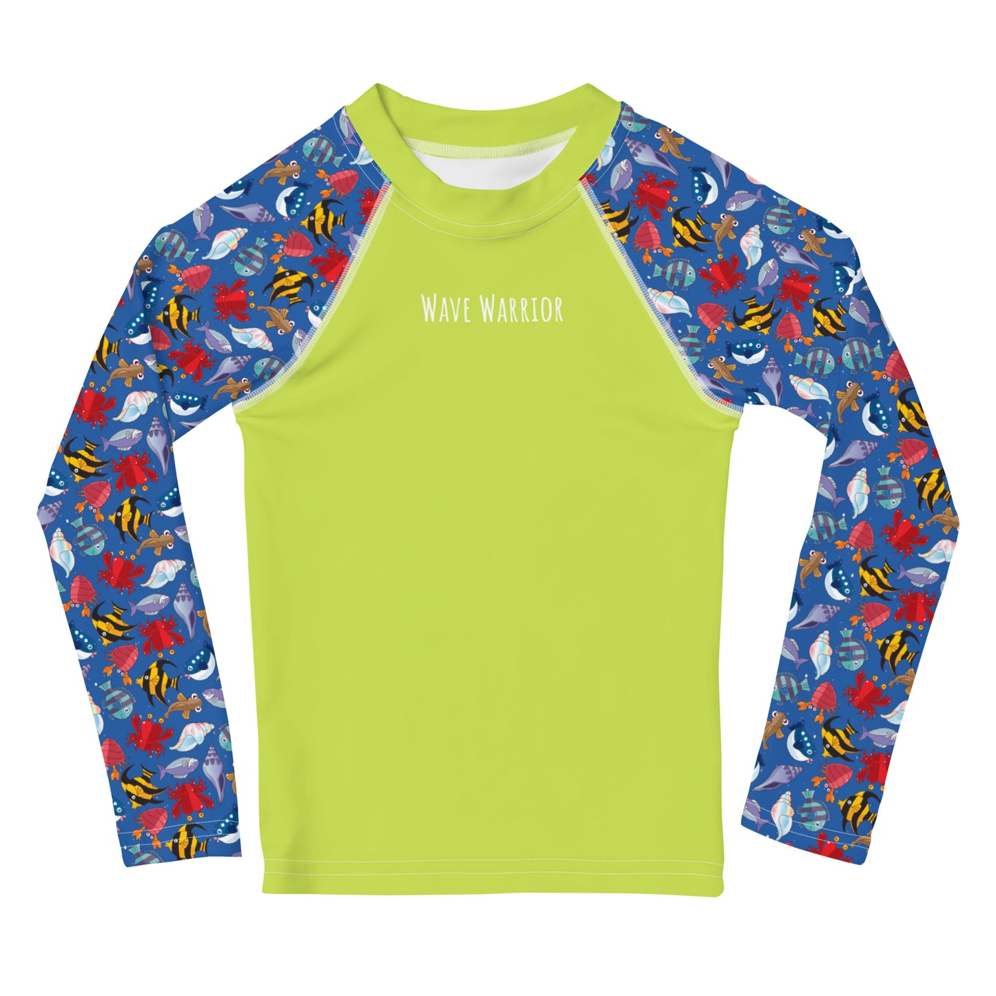 Kids Rash Guard - Wave Warrior, Lime Green