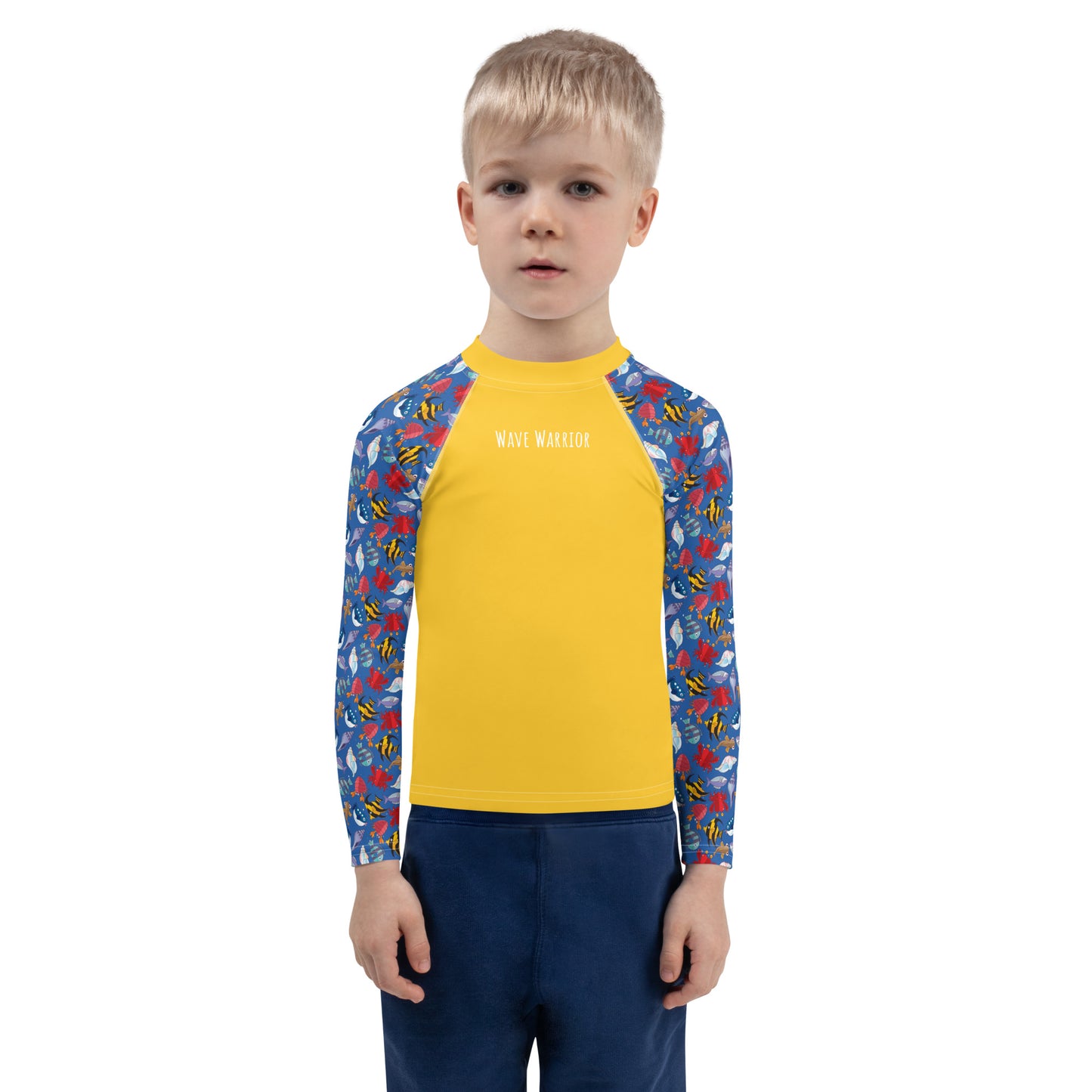 Kids Rash Guard - Wave Warrior, Yellow