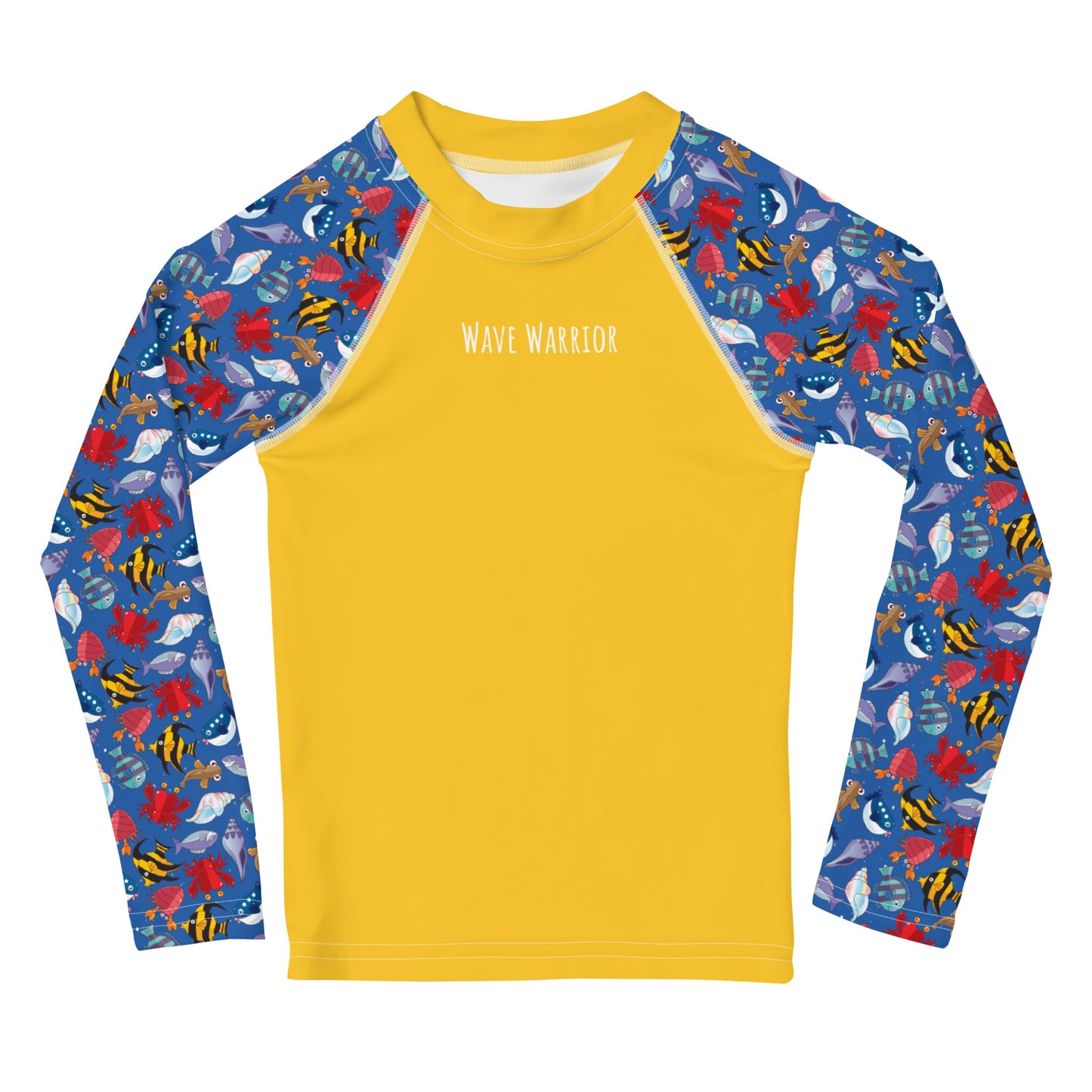 Kids Rash Guard - Wave Warrior, Yellow