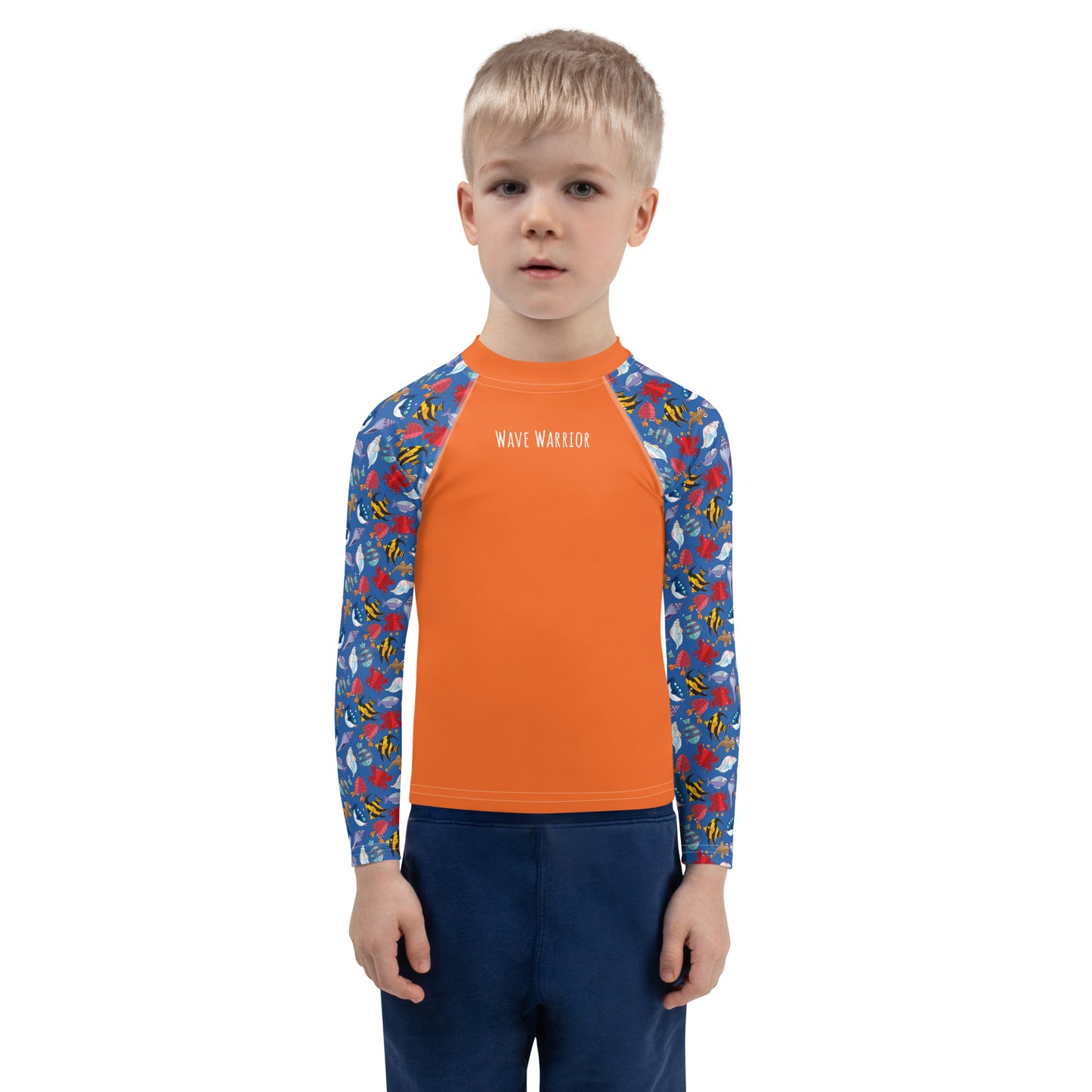 Kids Rash Guard - Wave Warrior, Orange