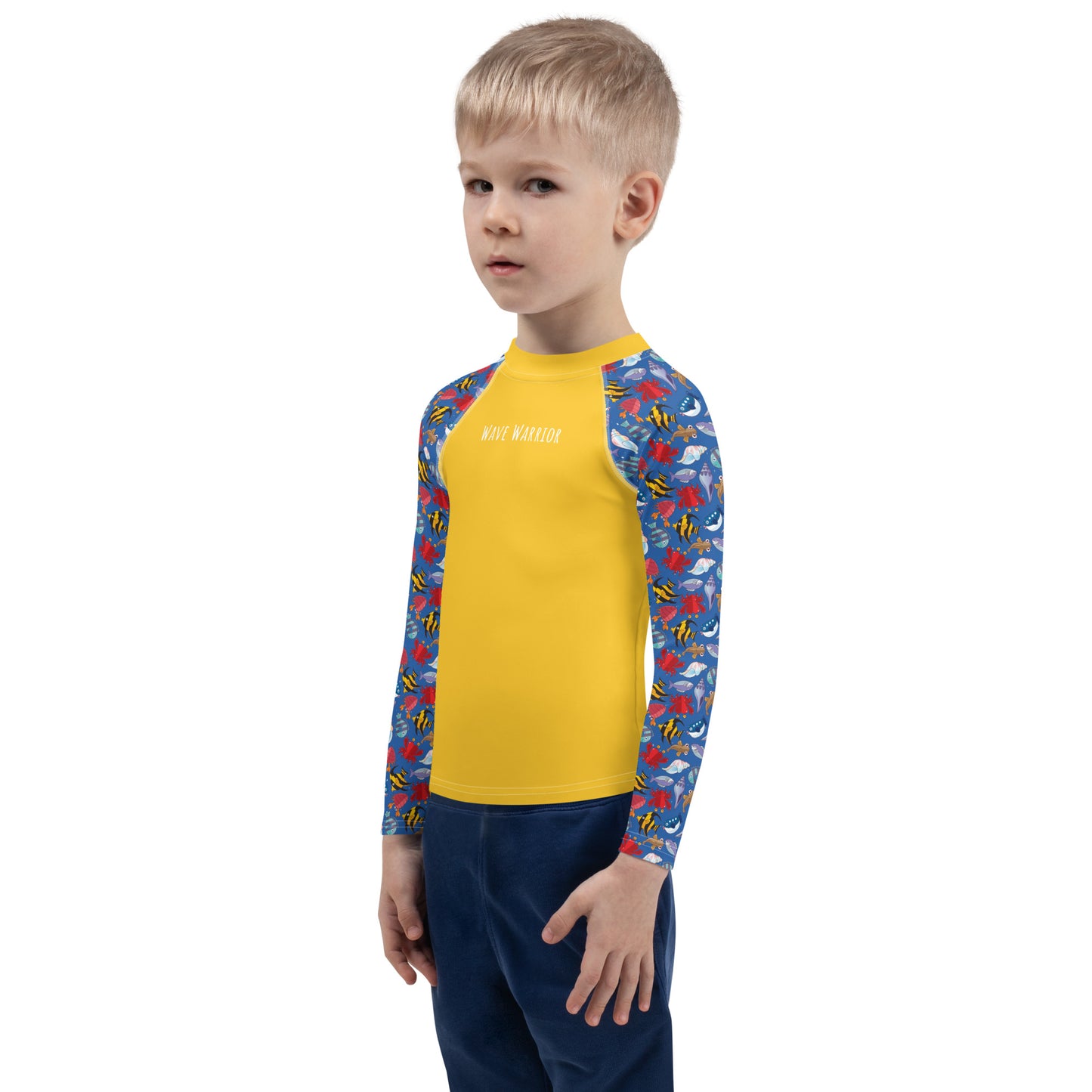 Kids Rash Guard - Wave Warrior, Yellow