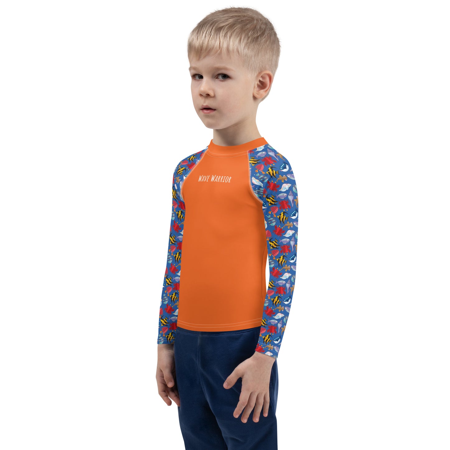 Kids Rash Guard - Wave Warrior, Orange