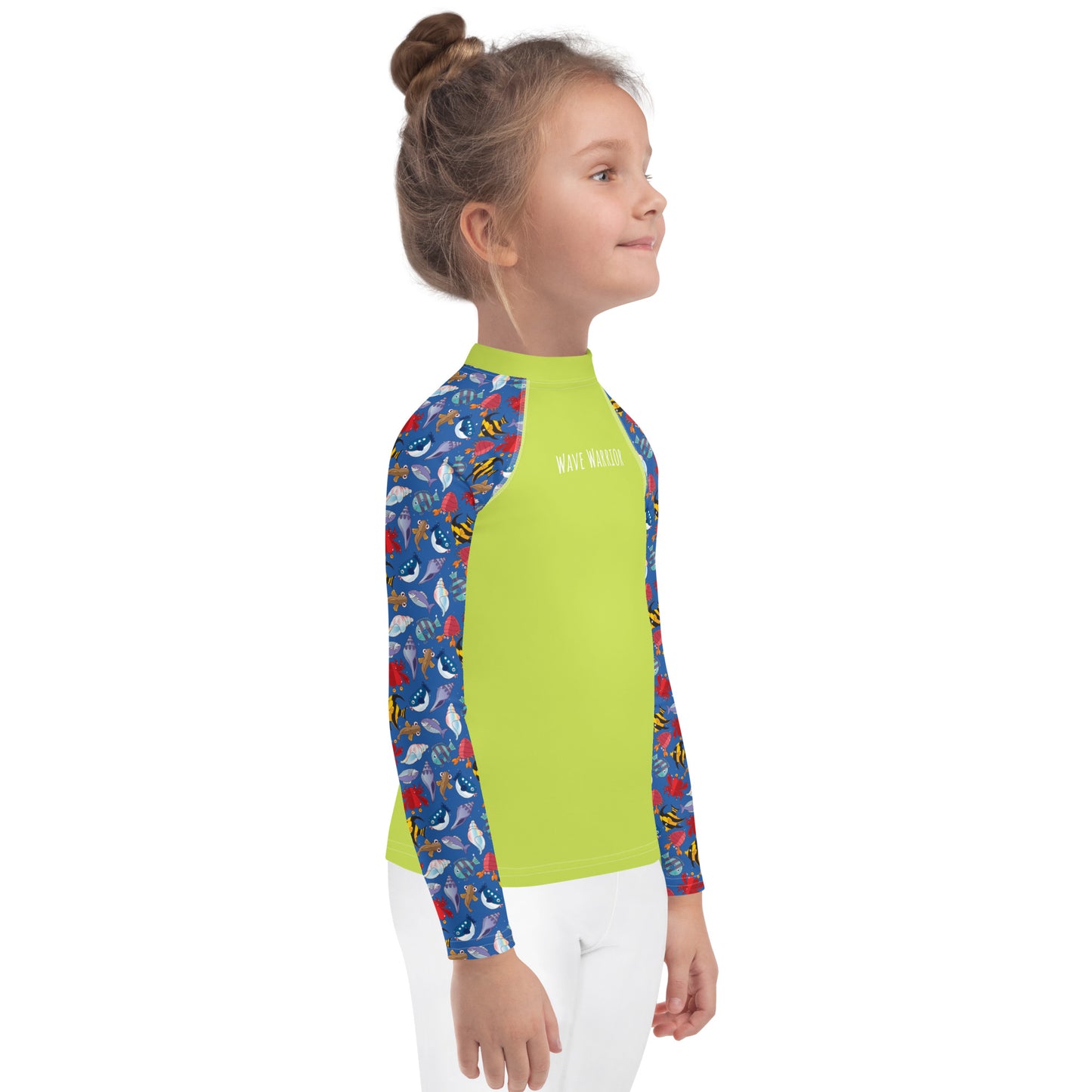 Kids Rash Guard - Wave Warrior, Lime Green