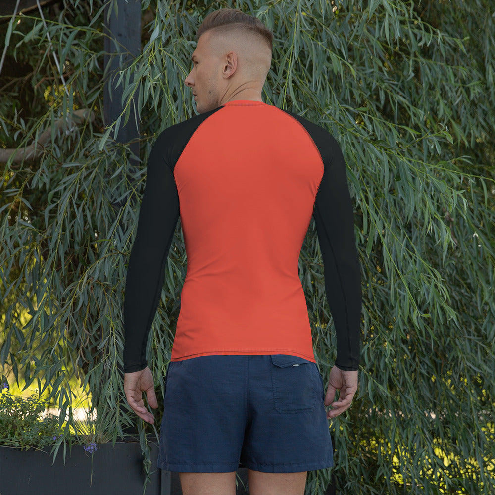 Men's Rash Guard - Cardinal Red with Black Sleeves