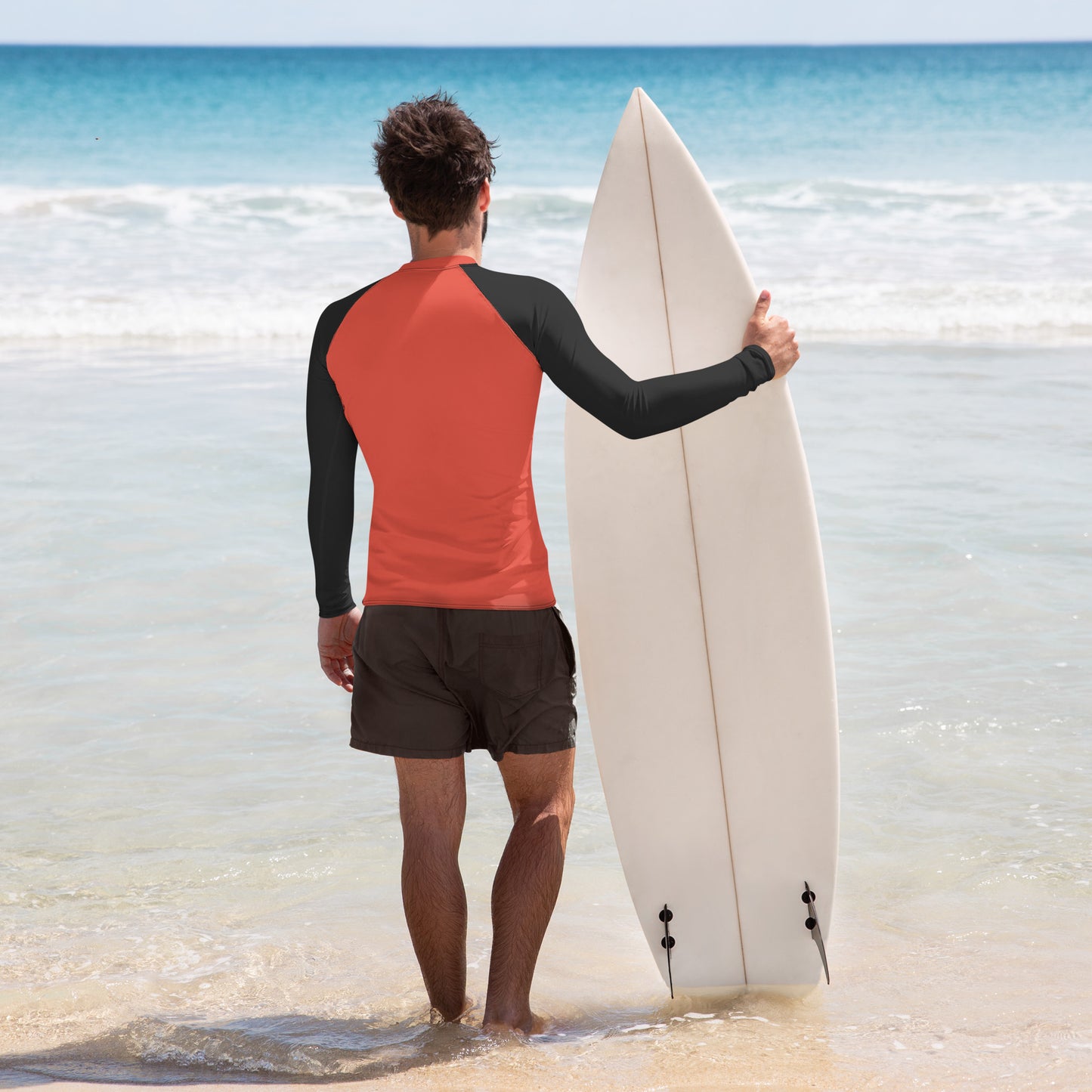 Men's Rash Guard - Cardinal Red with Black Sleeves