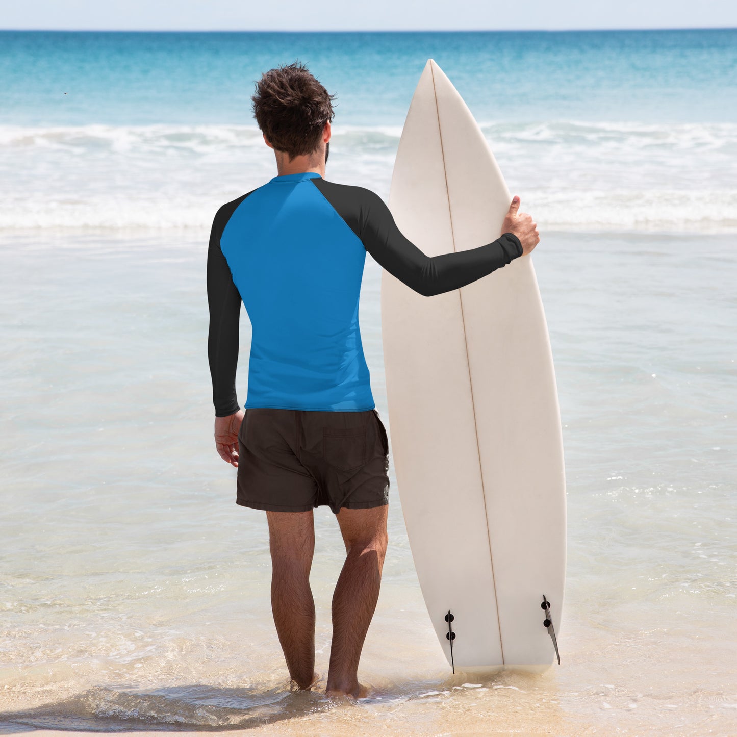 Men's Rash Guard - Royal Blue with Black Sleeves