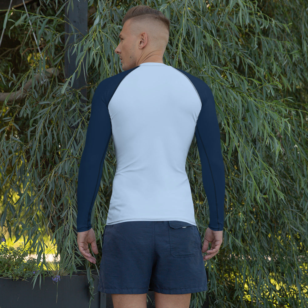 Men's Rash Guard - Hawkes Blue with Navy Blue Sleeves