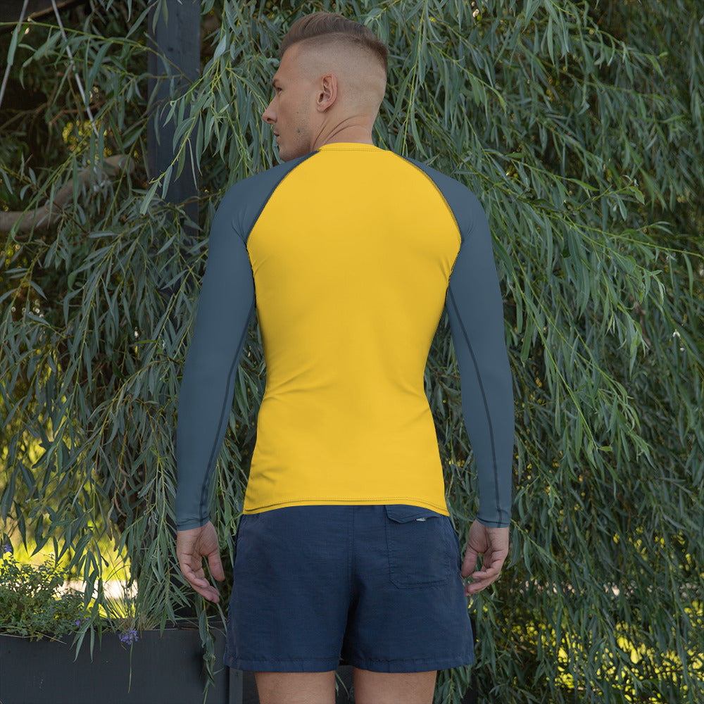 Men's Rash Guard - Sunburst Yellow with Grey Sleeves
