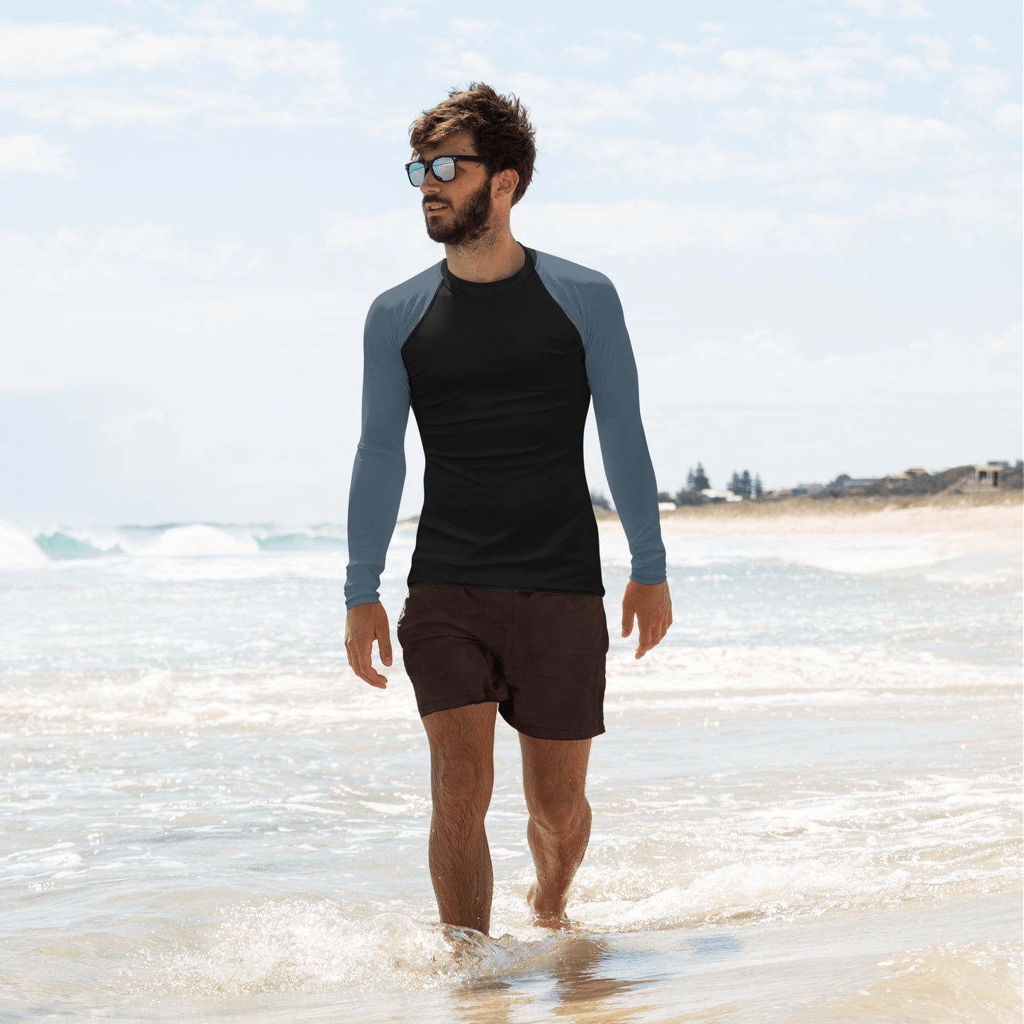 Men's Rash Guard - Black with Grey Sleeves