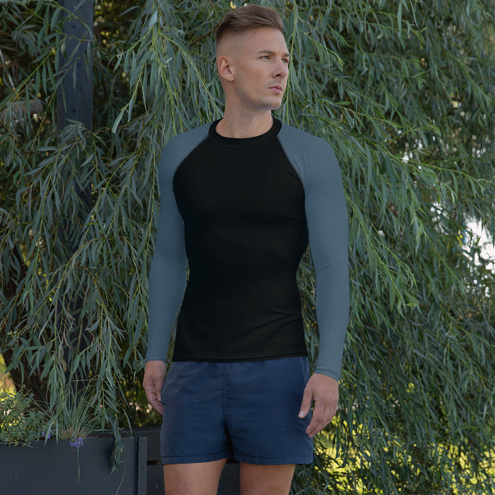 Men's Rash Guard - Black with Grey Sleeves