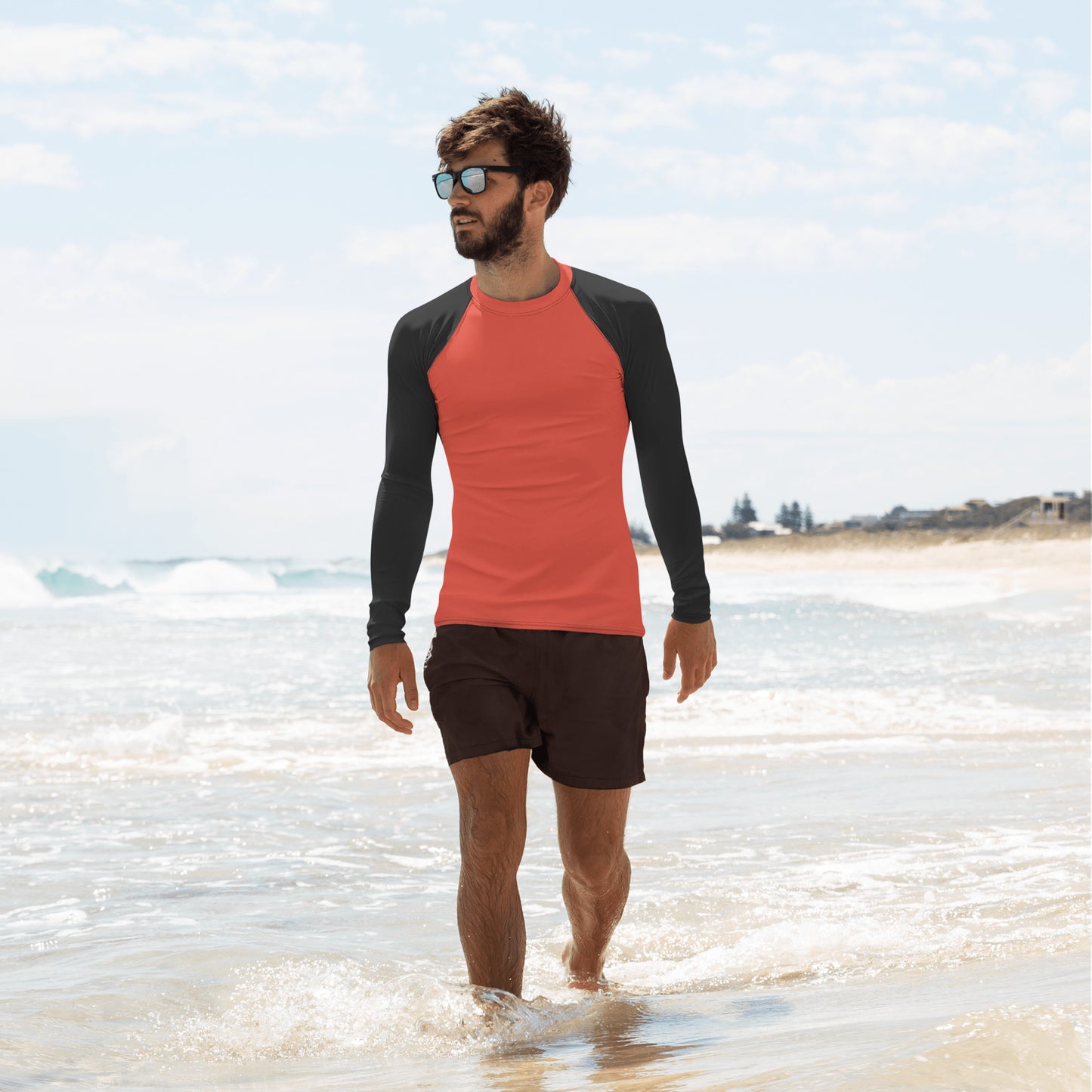 Men's Rash Guard - Cardinal Red with Black Sleeves