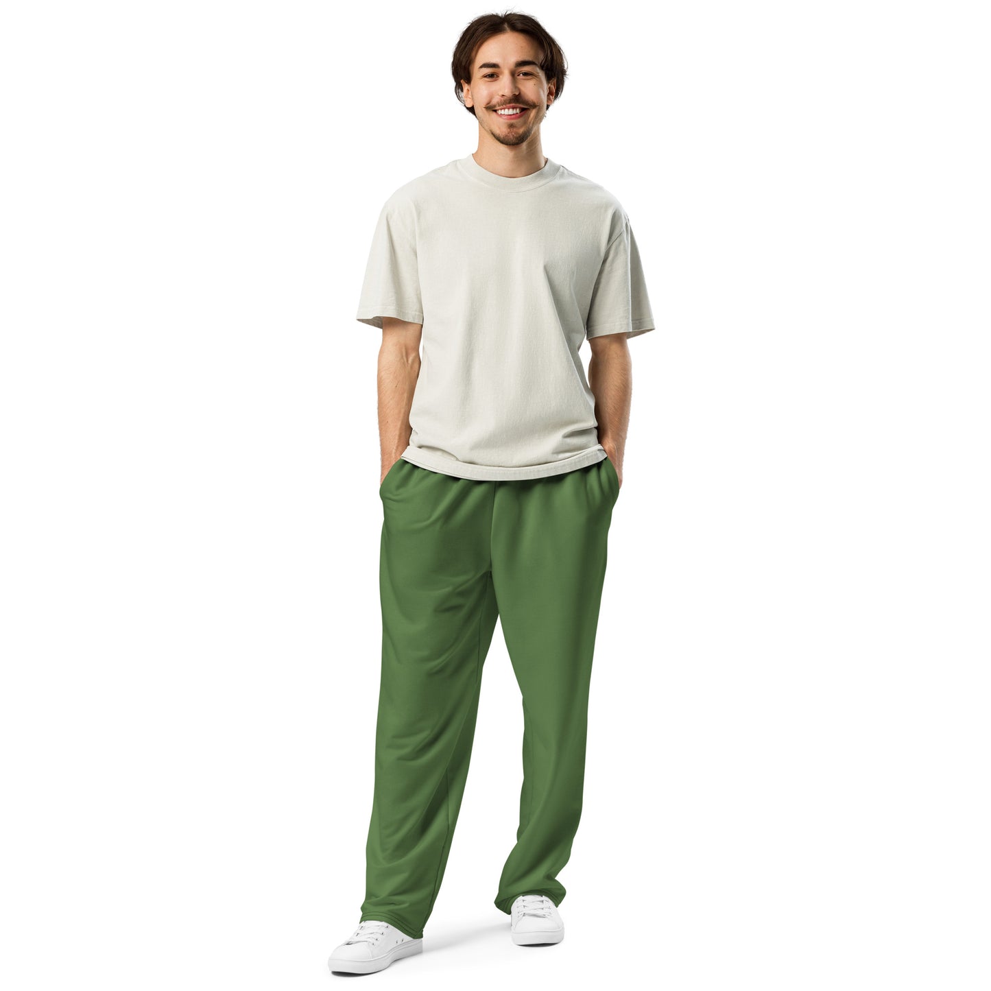 Men's Wide-Leg Joggers - Dark Green Olive