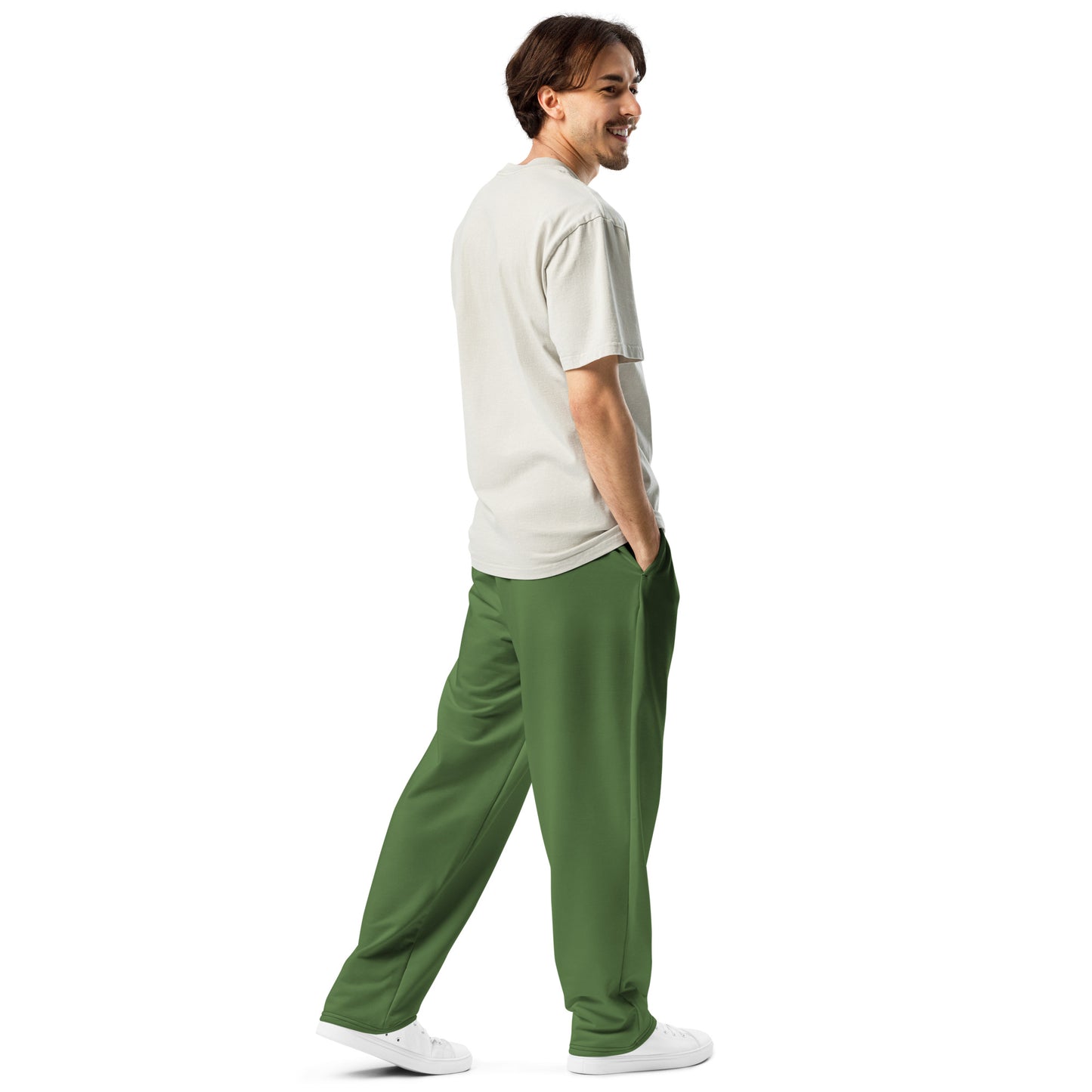 Men's Wide-Leg Joggers - Dark Green Olive