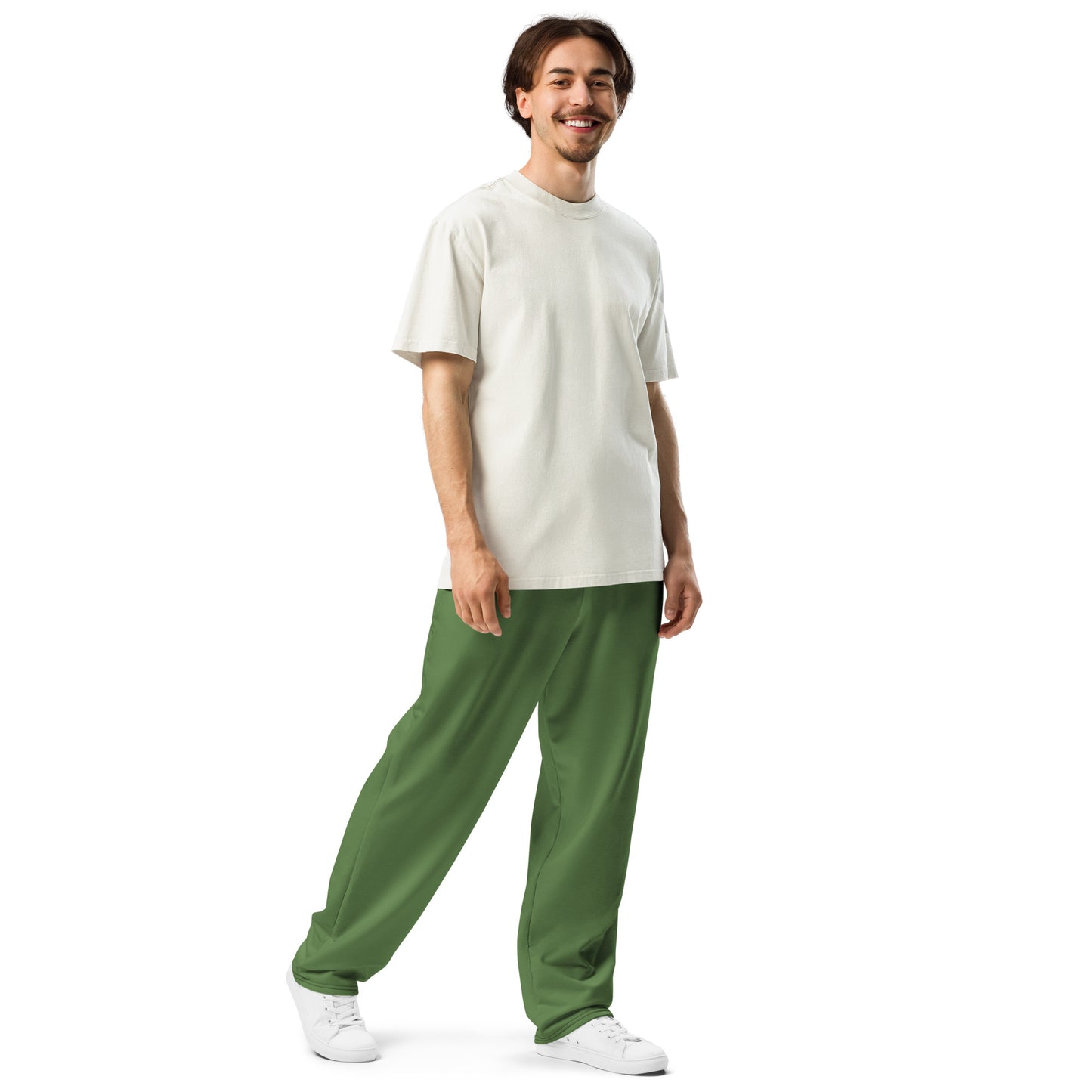 Men's Wide-Leg Joggers - Dark Green Olive