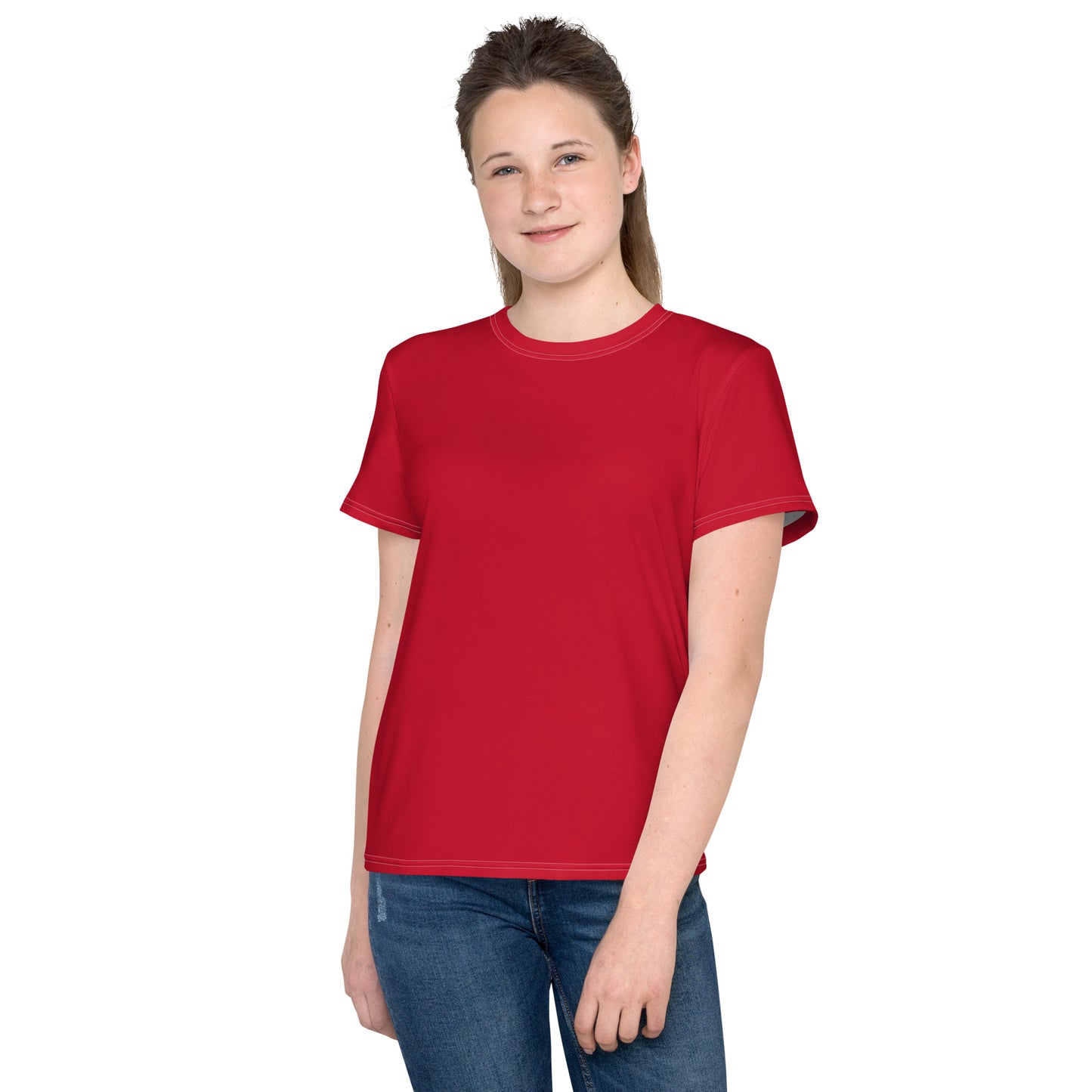 Youth crew neck t-shirt - Firebrick Red