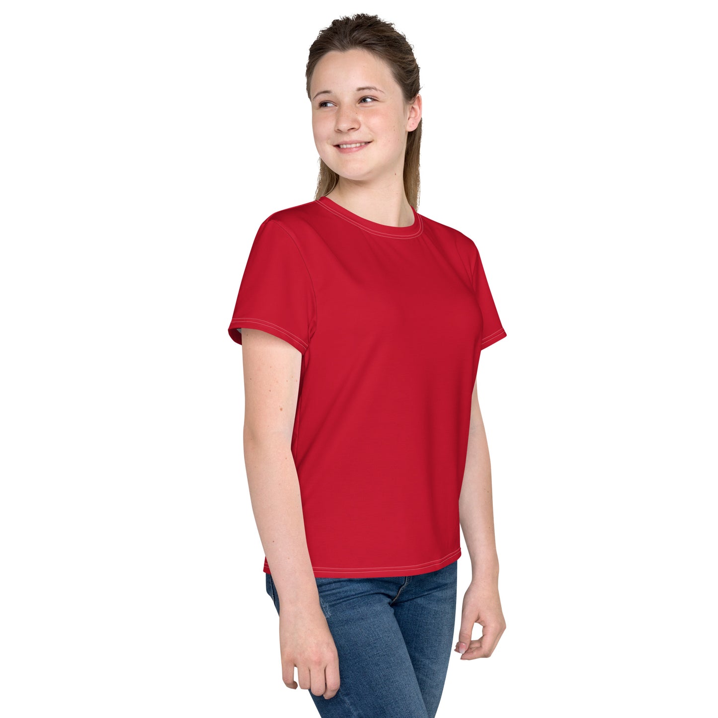 Youth crew neck t-shirt - Firebrick Red