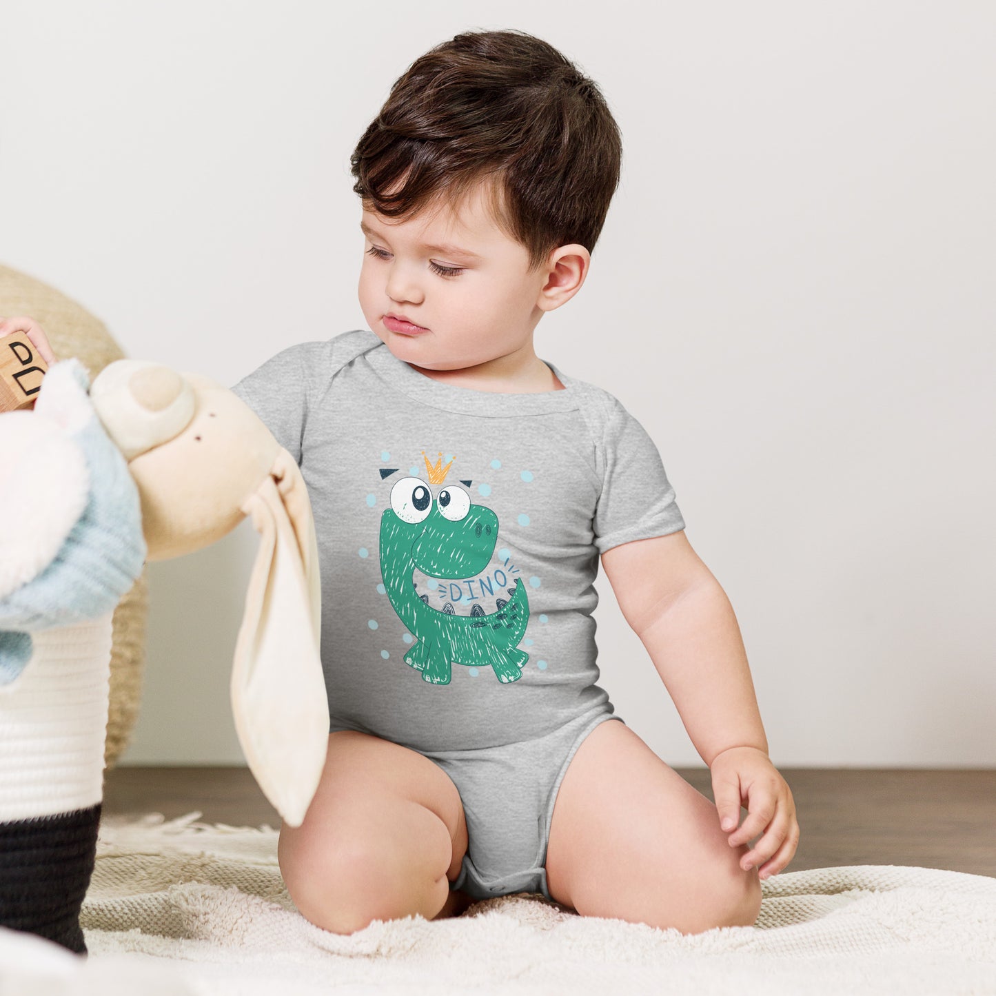 "Dino King" Short Sleeve Baby One Piece