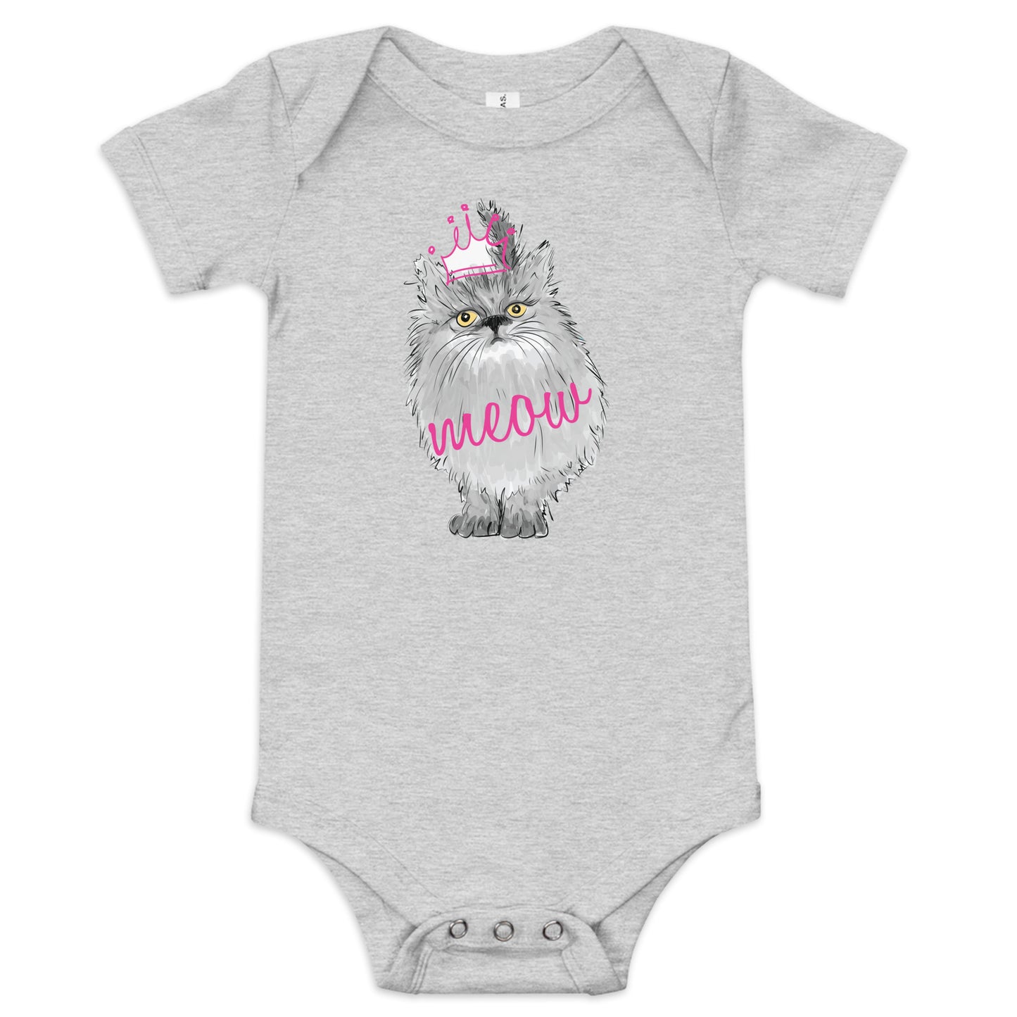 "Queen Kitty" Short Sleeve Baby One Piece