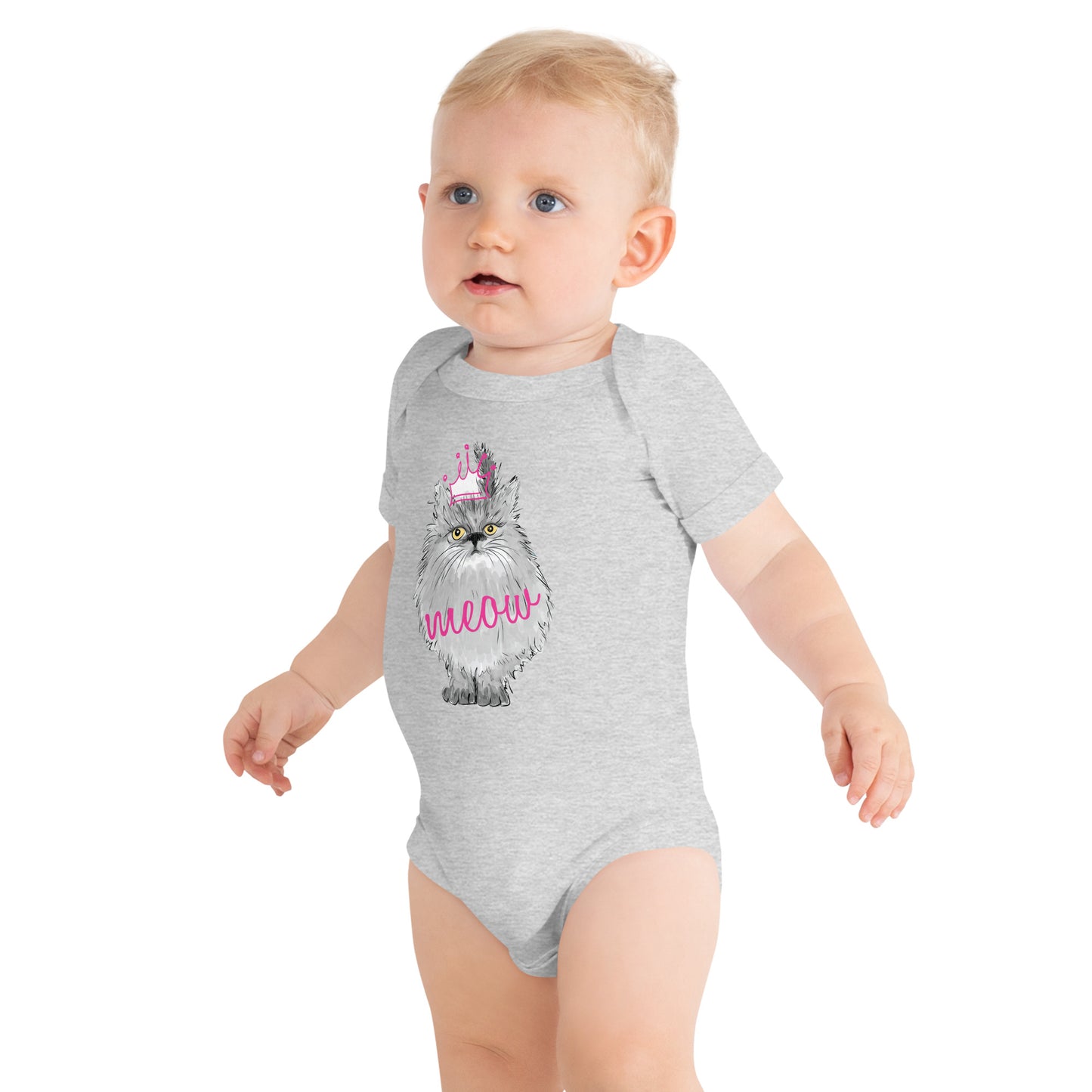 "Queen Kitty" Short Sleeve Baby One Piece