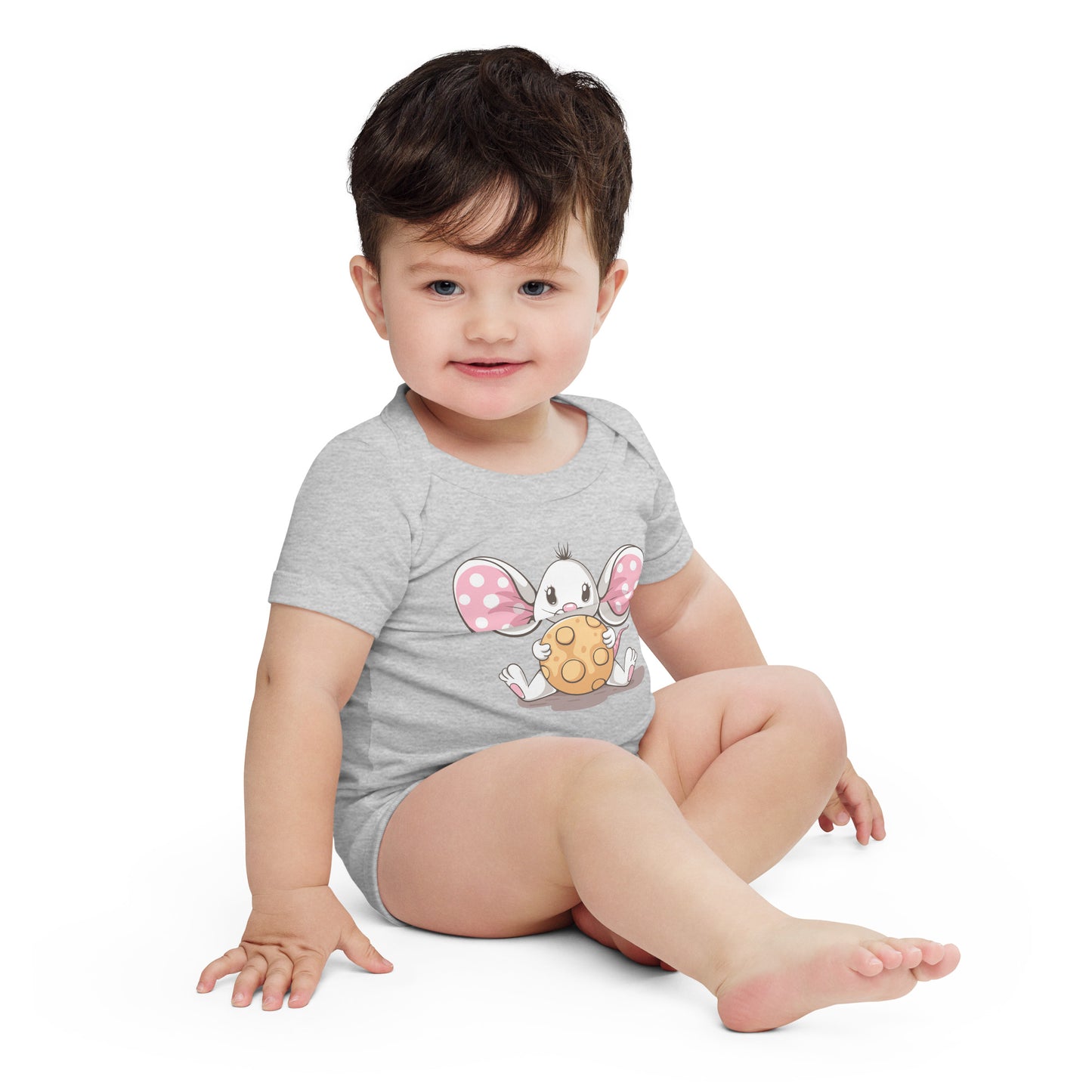 "Mozzarella Mouse" Short Sleeve Baby One Piece