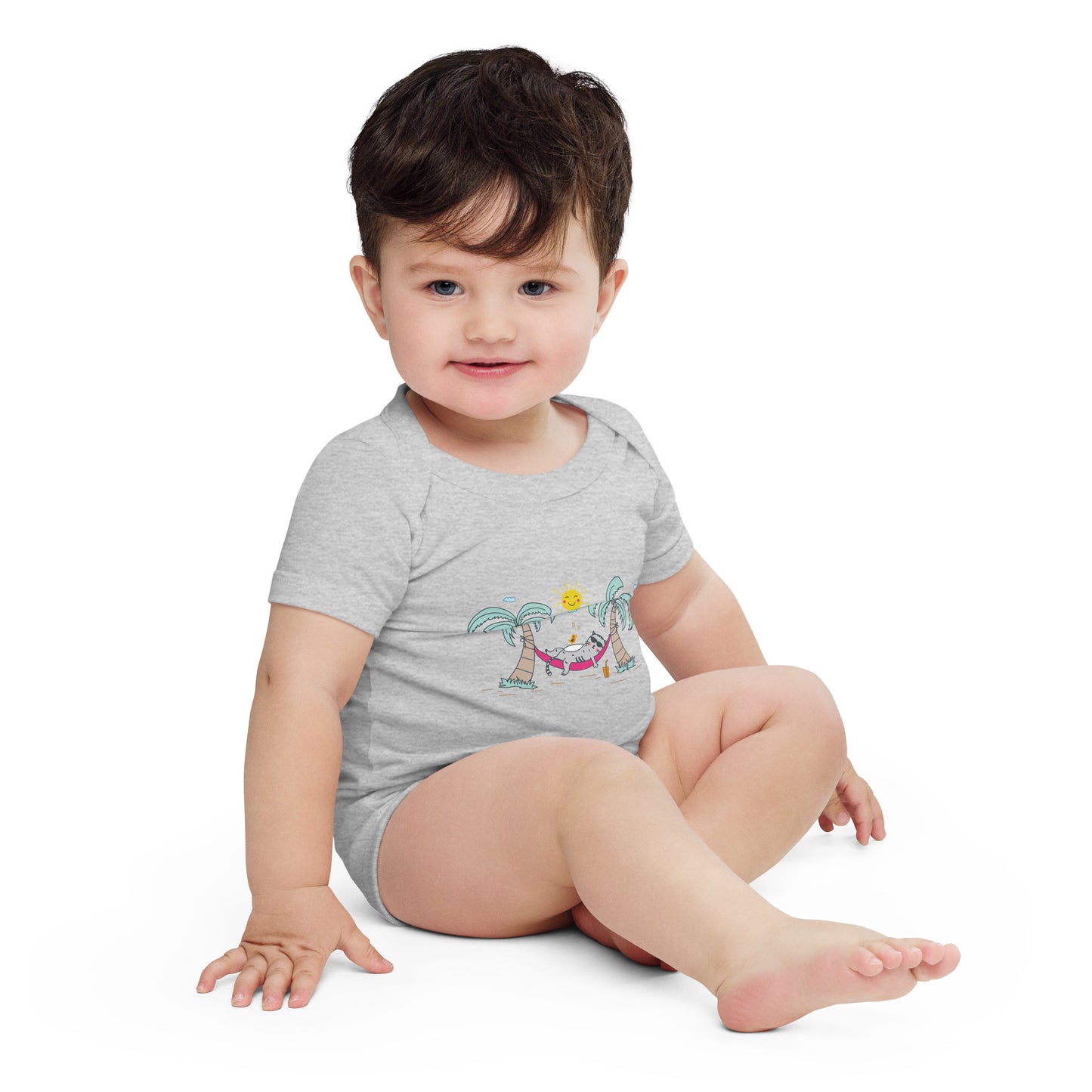 "Lazy Cat" Short Sleeve Baby One Piece